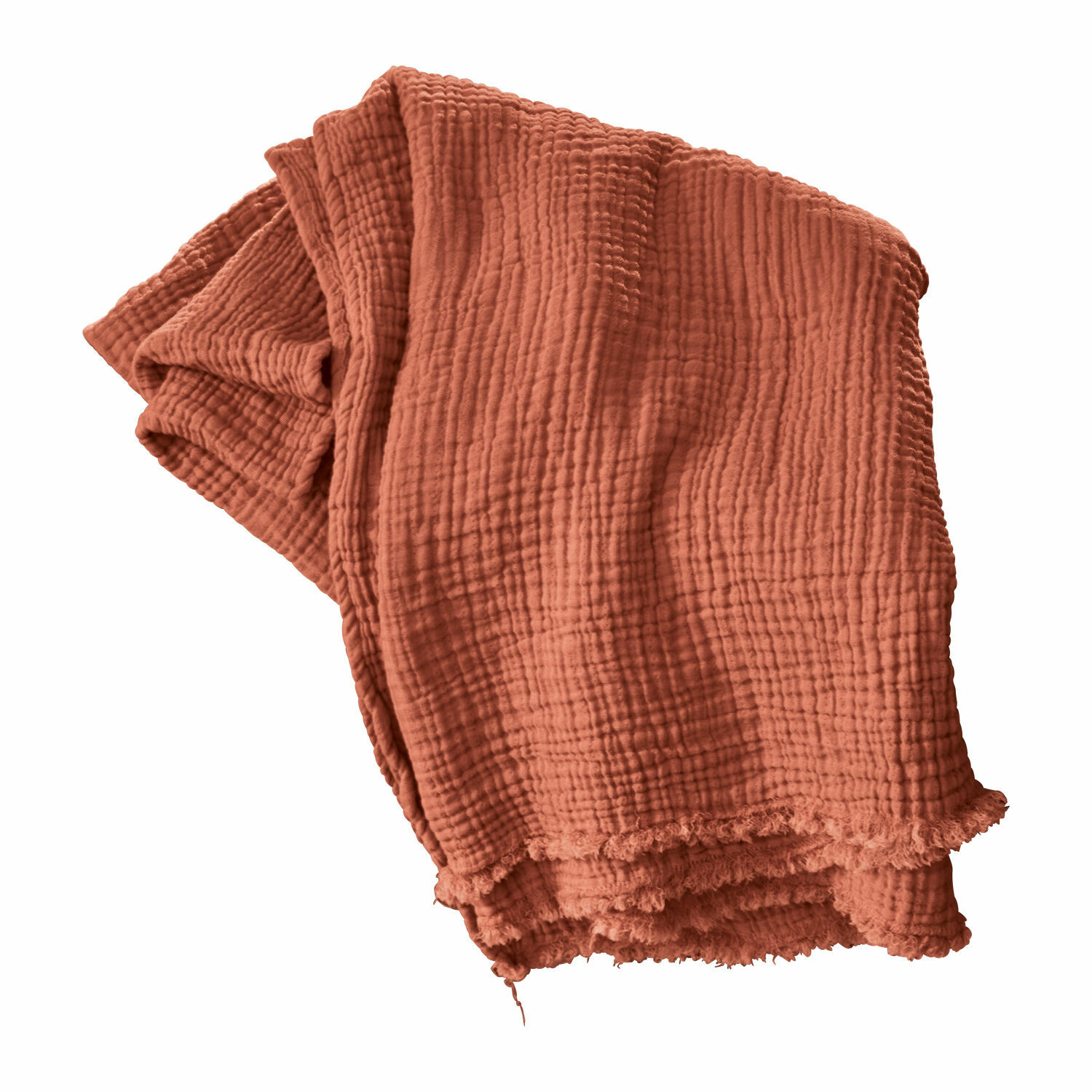 Plaid Altoona Zachte oranje katoenen deken met geruite textuur, ideaal voor huisdecoratie en ontspanning