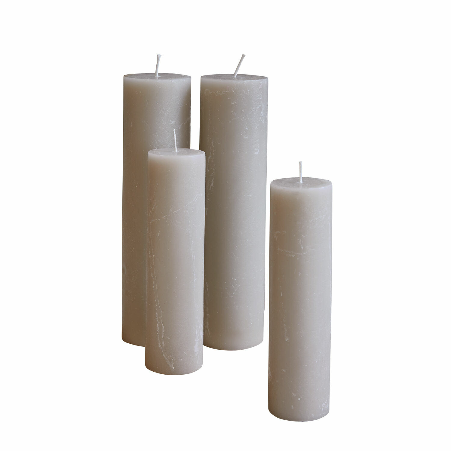 taupe Set van 4 Avinal kaarsen van was in taupekleur, sfeervolle interieurdecoratie en verlichting