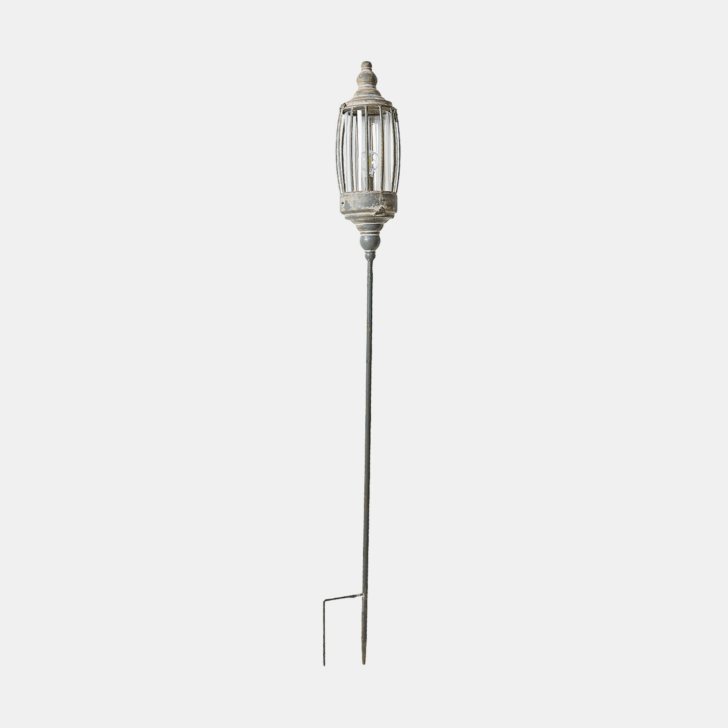antiekgrijs Oplaadbare LED-lantaarn Lagia in antiekgrijs met metalen pin voor tuinverlichting