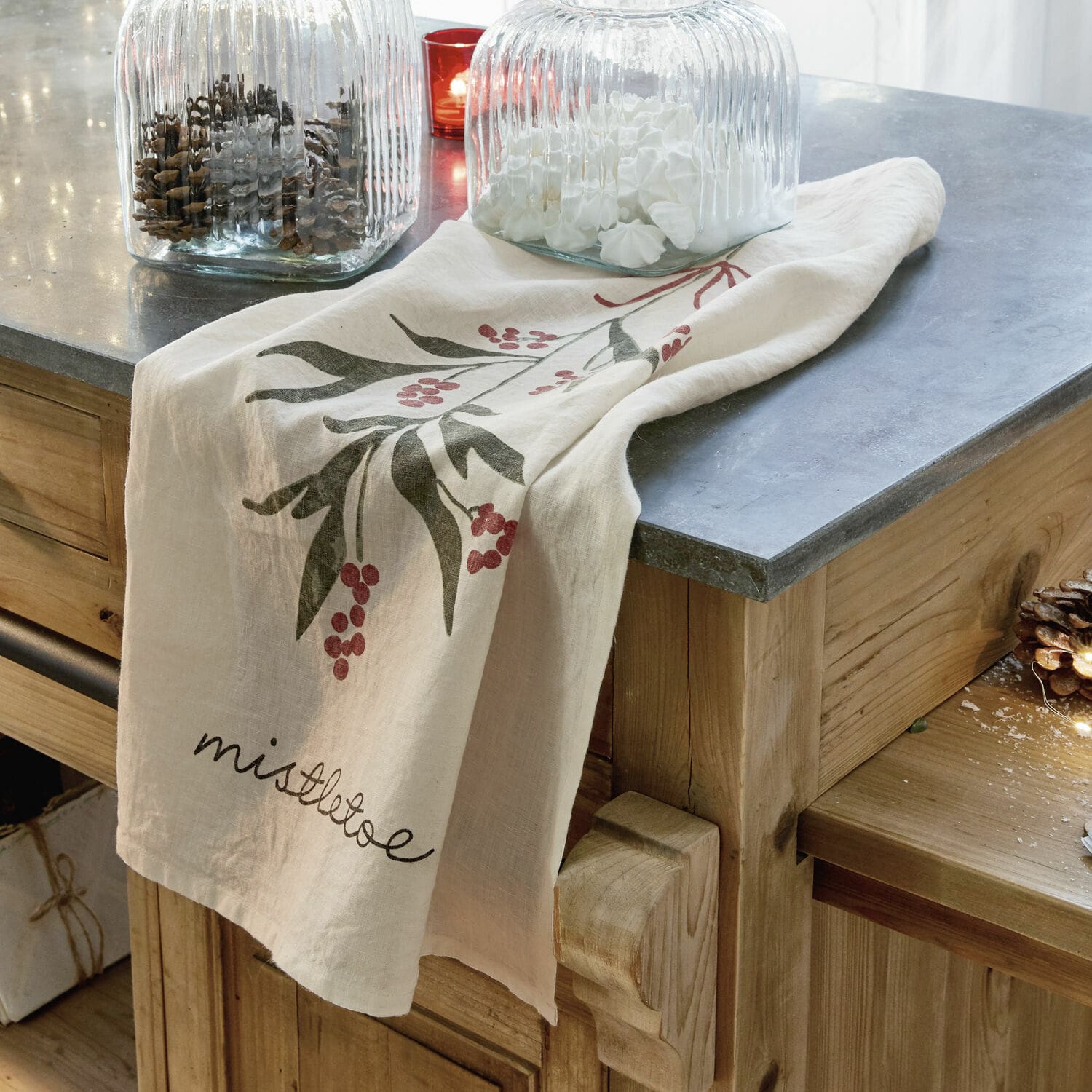 Theedoek set van 2 Mistletoe