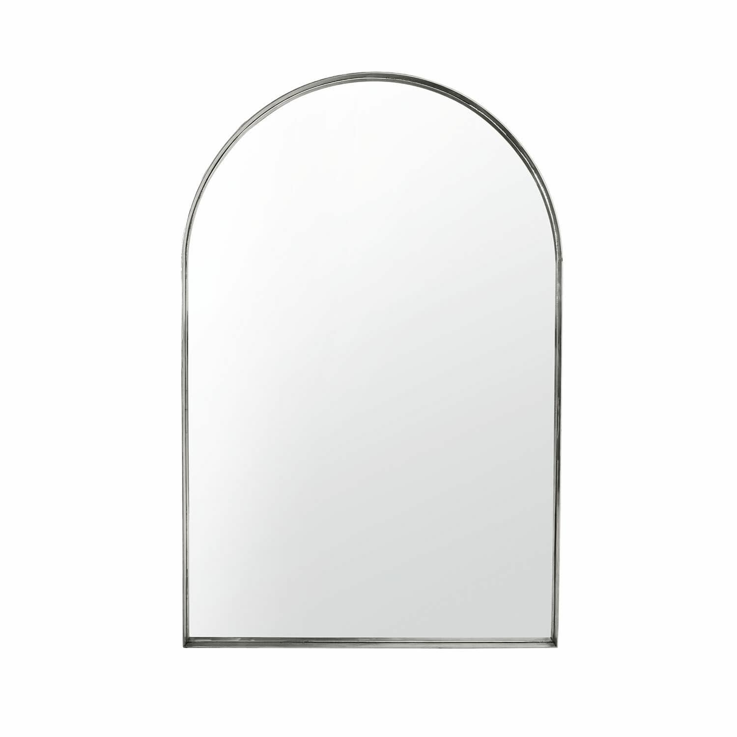 Spiegel Kellin Wandspiegel met zilverkleurige metalen lijst in afgeronde vorm, modern design