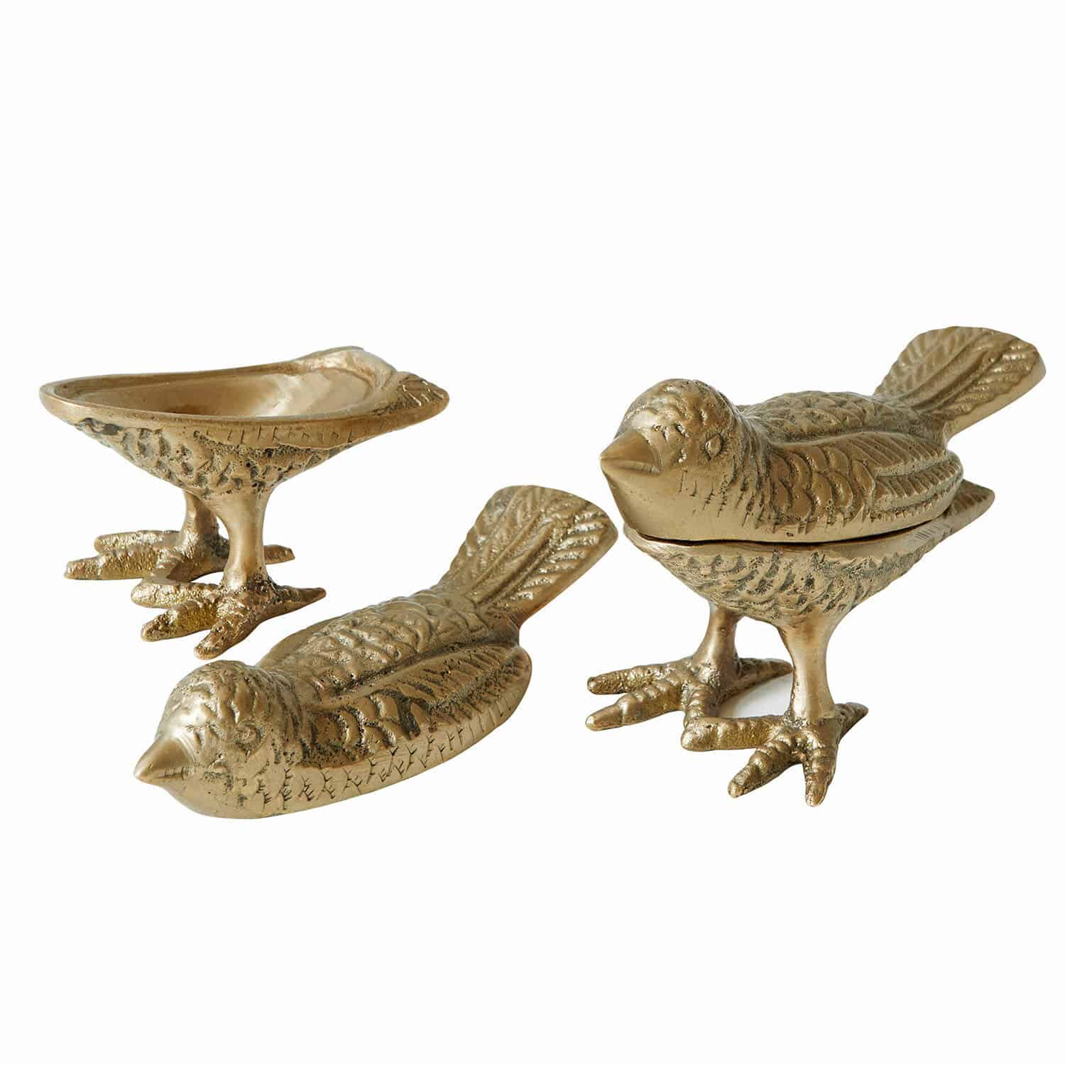 Siervogel set van 2 Fairydell Gouden metalen doos in vogelvorm met deksel, decoratief tafelaccessoire