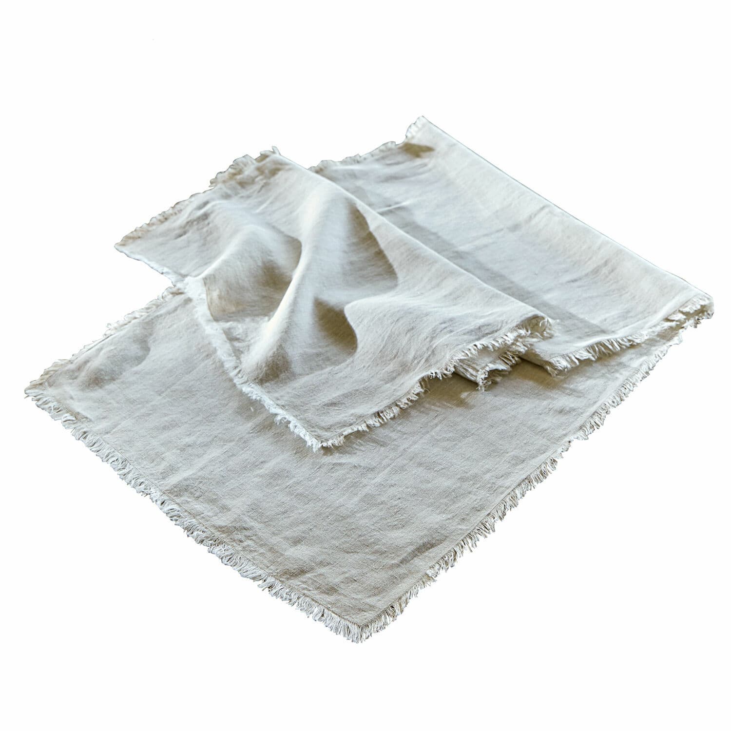 Tafelloper Topsfield Witte linnen tafelkleed met franjes, natuurlijk materiaal, ideaal voor tafel- en interieurdecoratie
