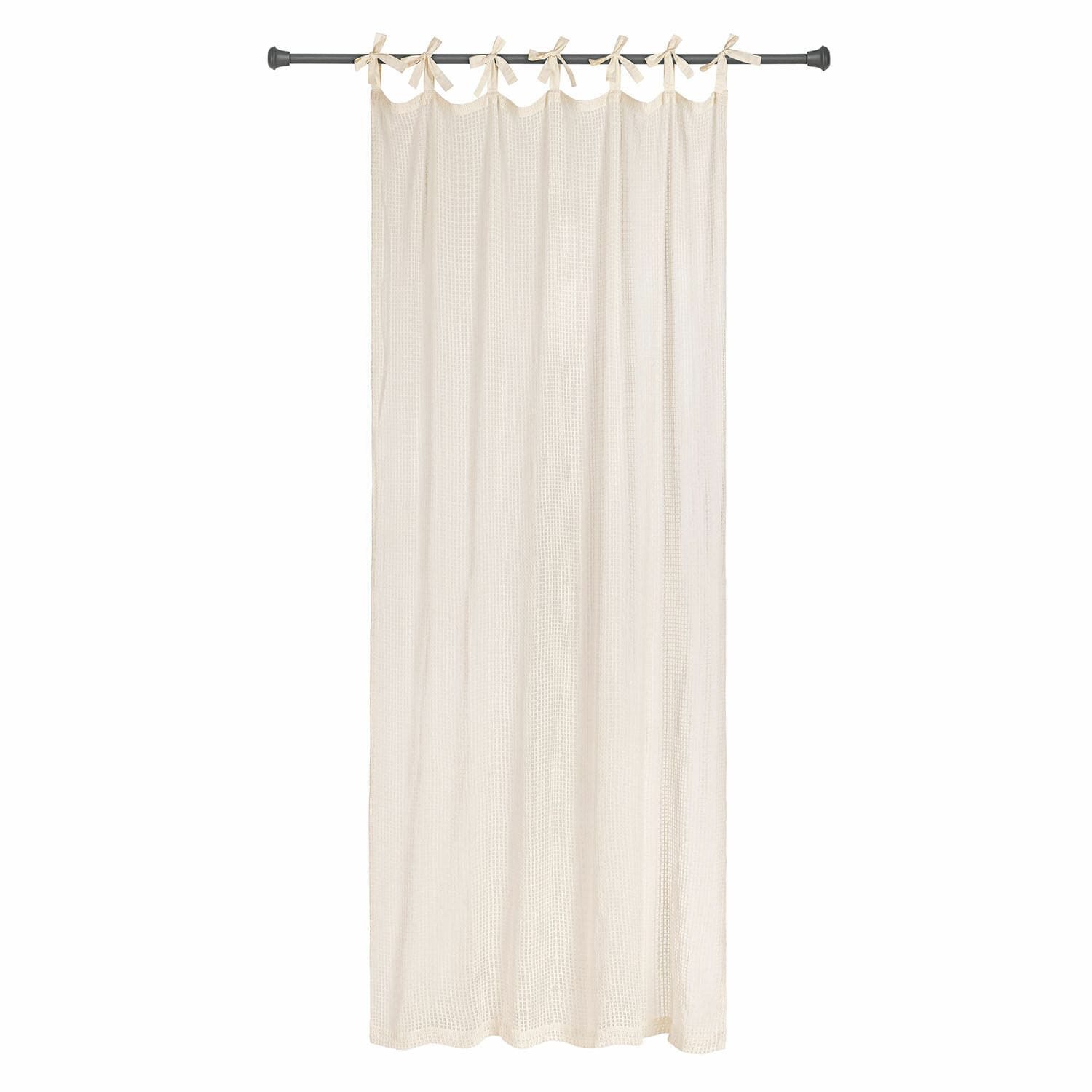 Gordijn Gracemere Beige katoenen gordijn met striklinten, licht en decoratief voor woonkamer of slaapkamer