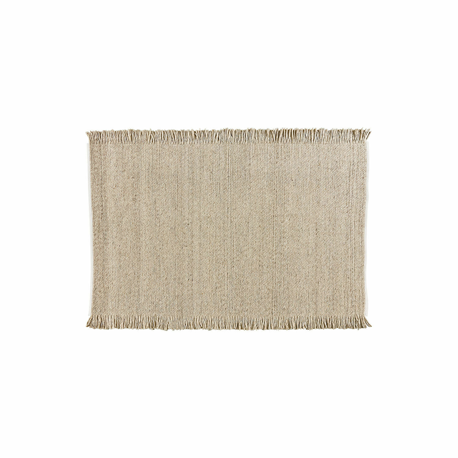 Beige vloerkleed met franjes van natuurlijk materiaal, perfect voor interieurdecoratie en vloeren