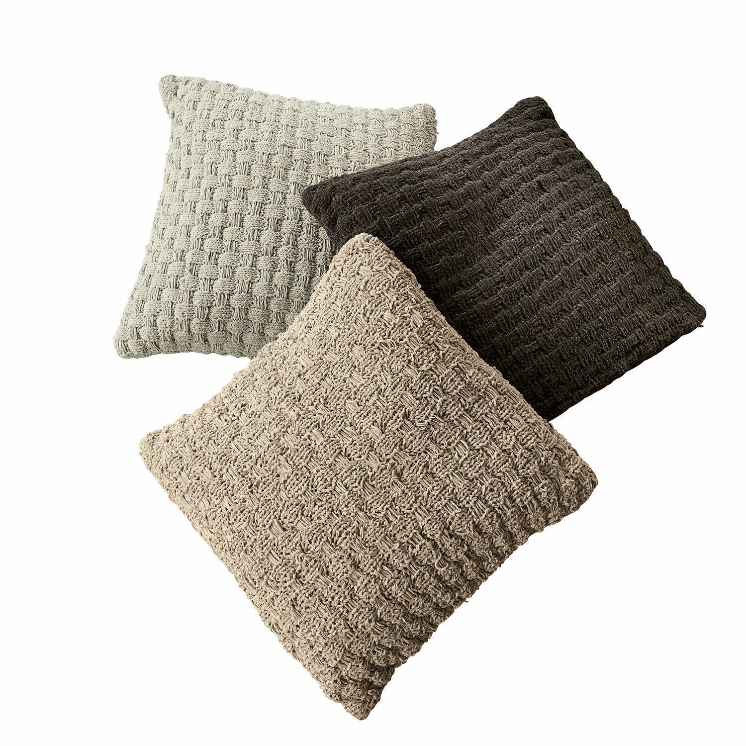 Kussenhoes set van 3 Antier Set van drie decoratieve kussens van gevlochten stof in beige en bruine tinten