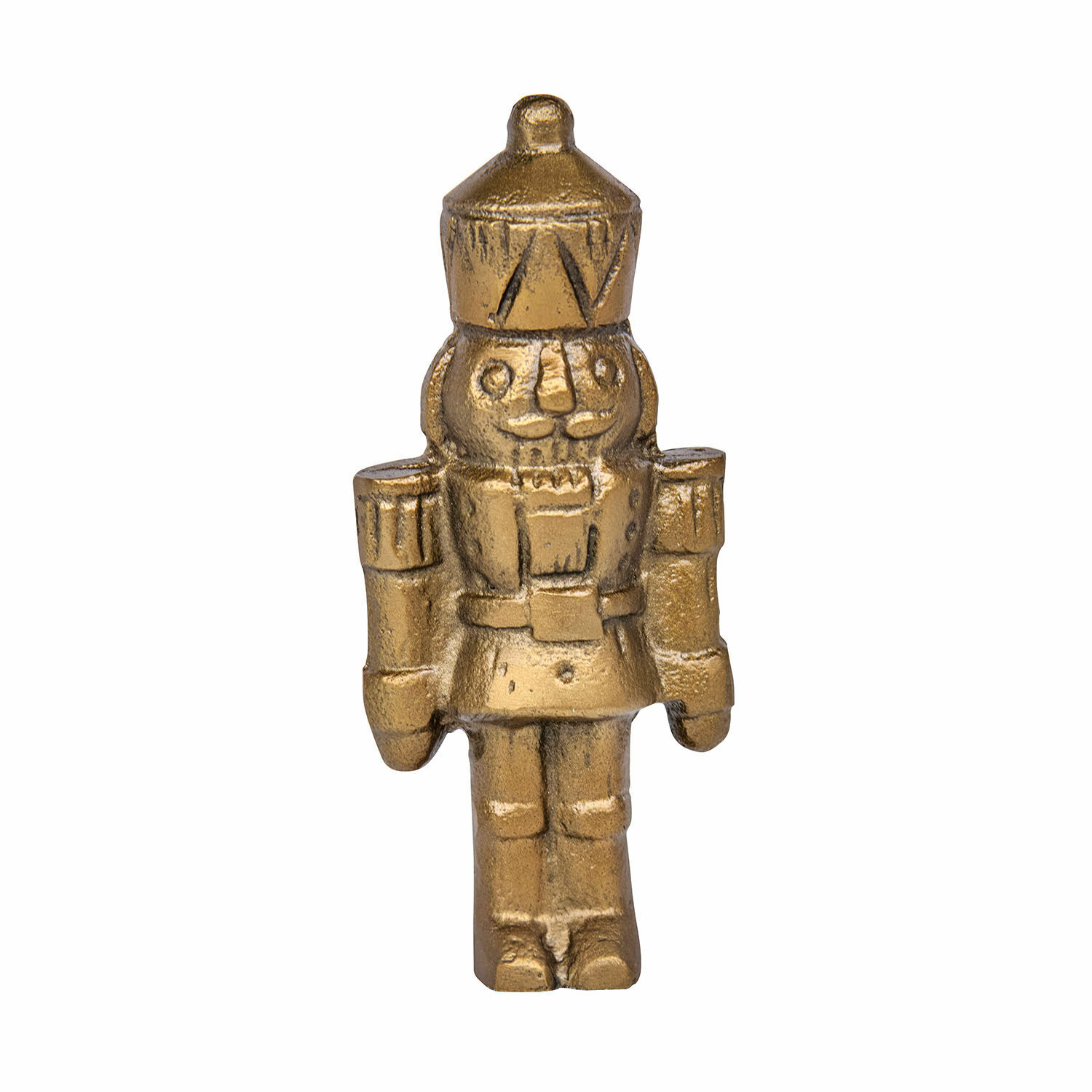Beeldje Zarilith Gouden metalen notenkrakerfiguur, traditionele kerstdecoratie voor feestelijke sfeer