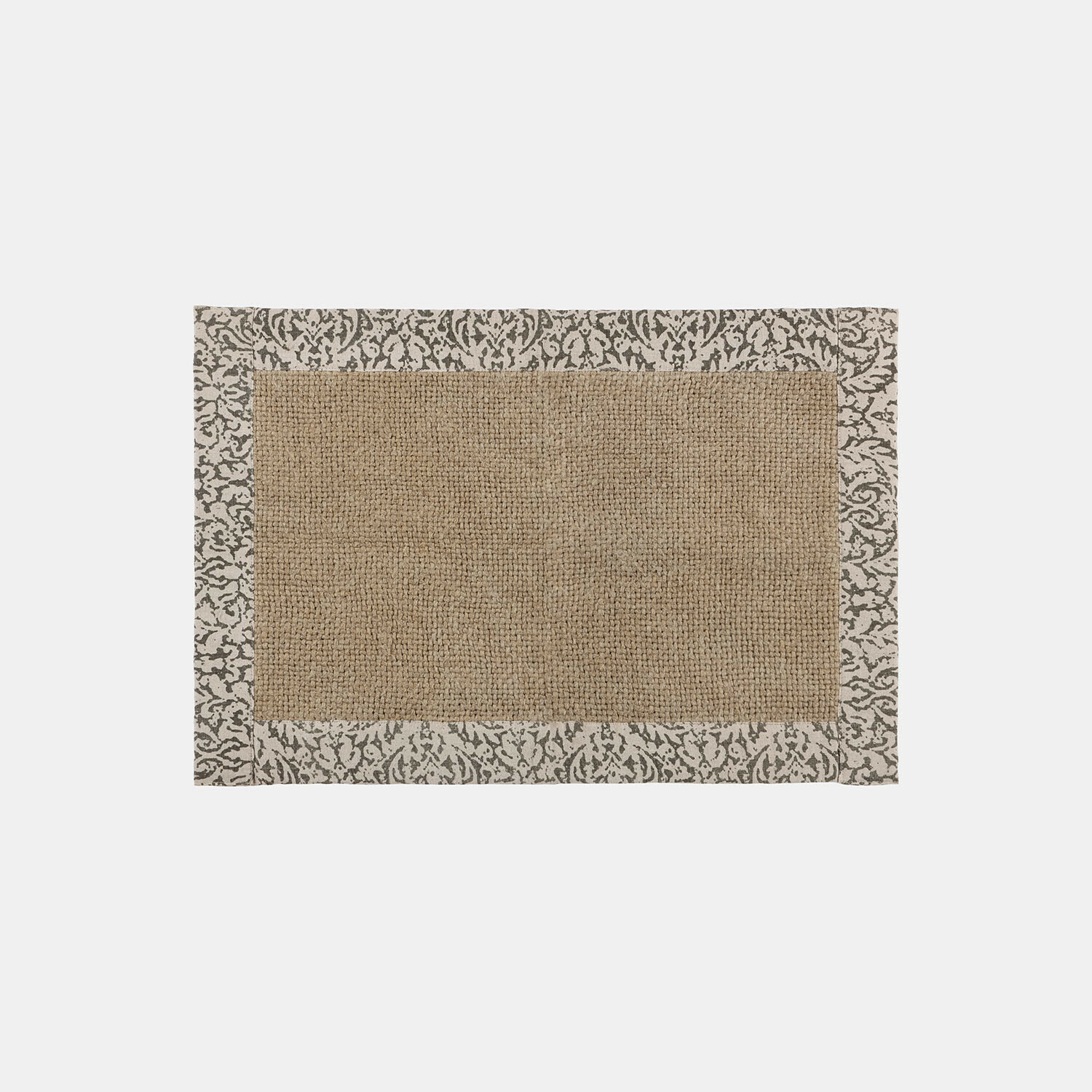 Badmat Falmont Rechthoekig vloerkleed van natuurlijke jute met decoratieve grijze rand, duurzaam woonaccessoire