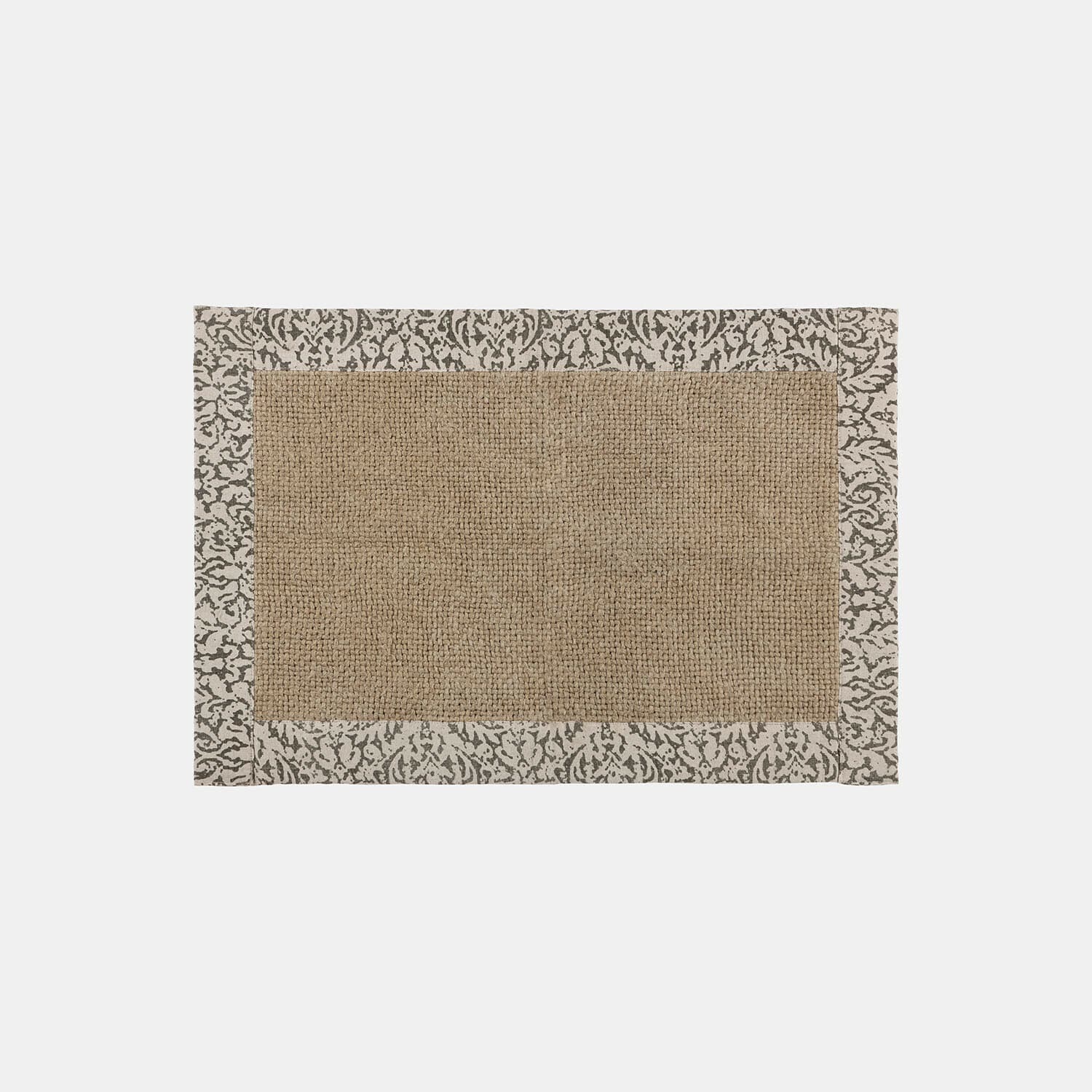 Badmat Falmont Rechthoekig vloerkleed van natuurlijke jute met decoratieve grijze rand, duurzaam woonaccessoire