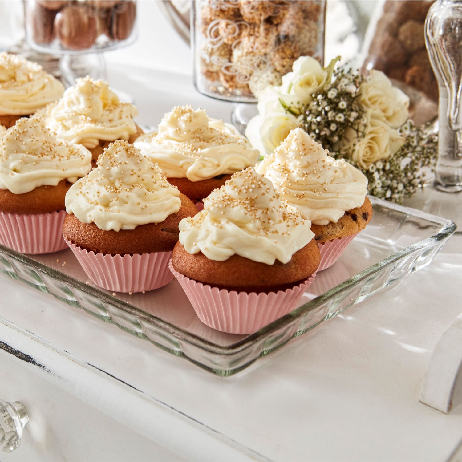 Glazen stolp met plateau Nelia