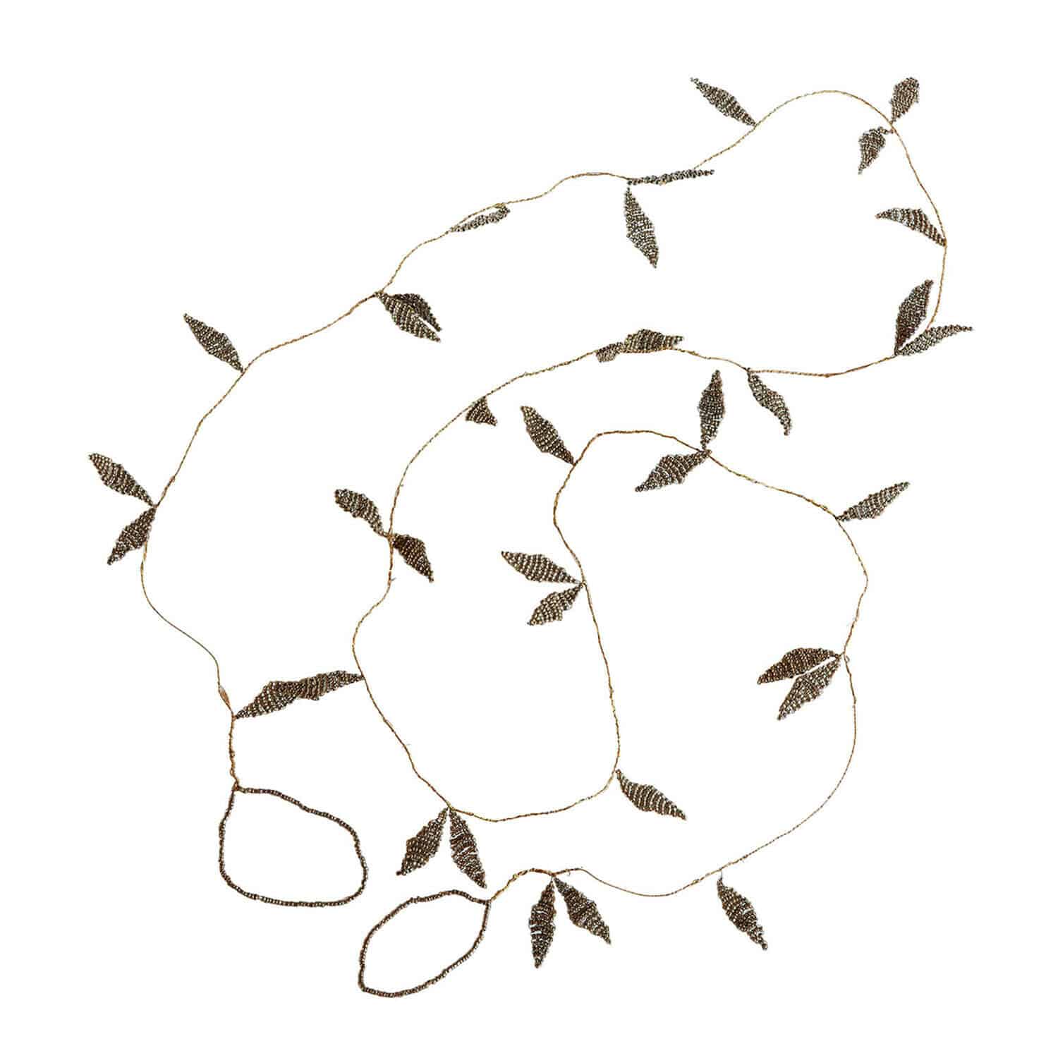 Guirlande Laymira Decoratieve kralenketting in bruin met bladvorm op dun koord, woondecoratie