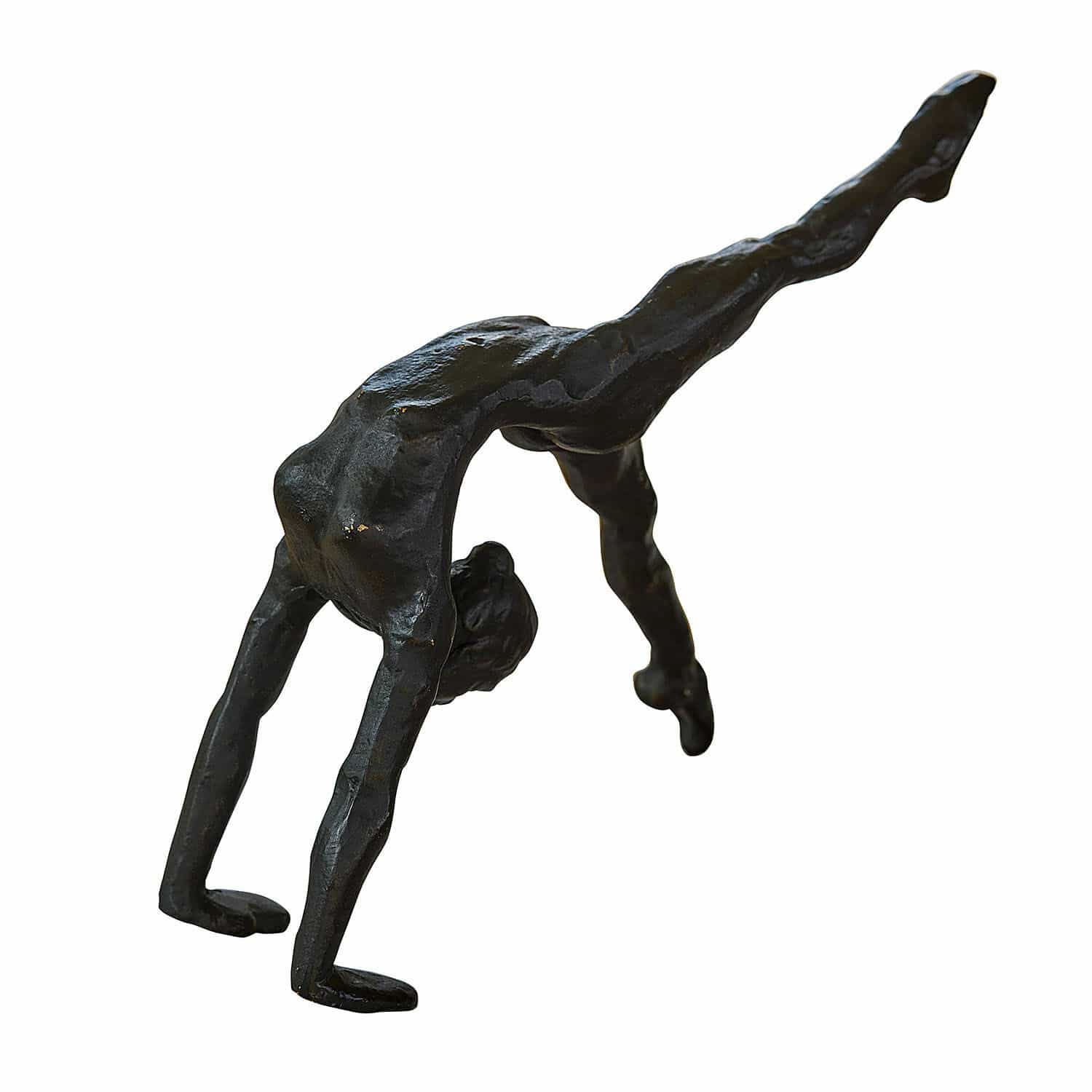 Beeldje Zayrah Zwarte metalen sculptuur van een figuur in handstand als decoratief object
