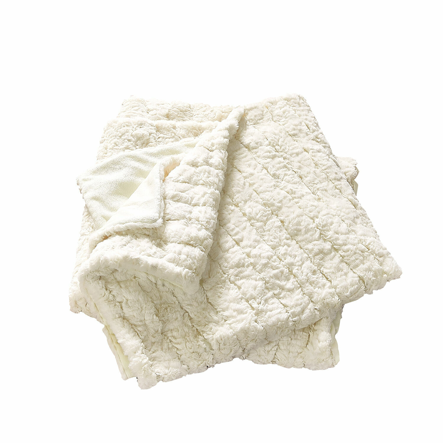 Zachte witte deken van pluche met doorgestikt patroon, perfect voor een gezellige sfeer