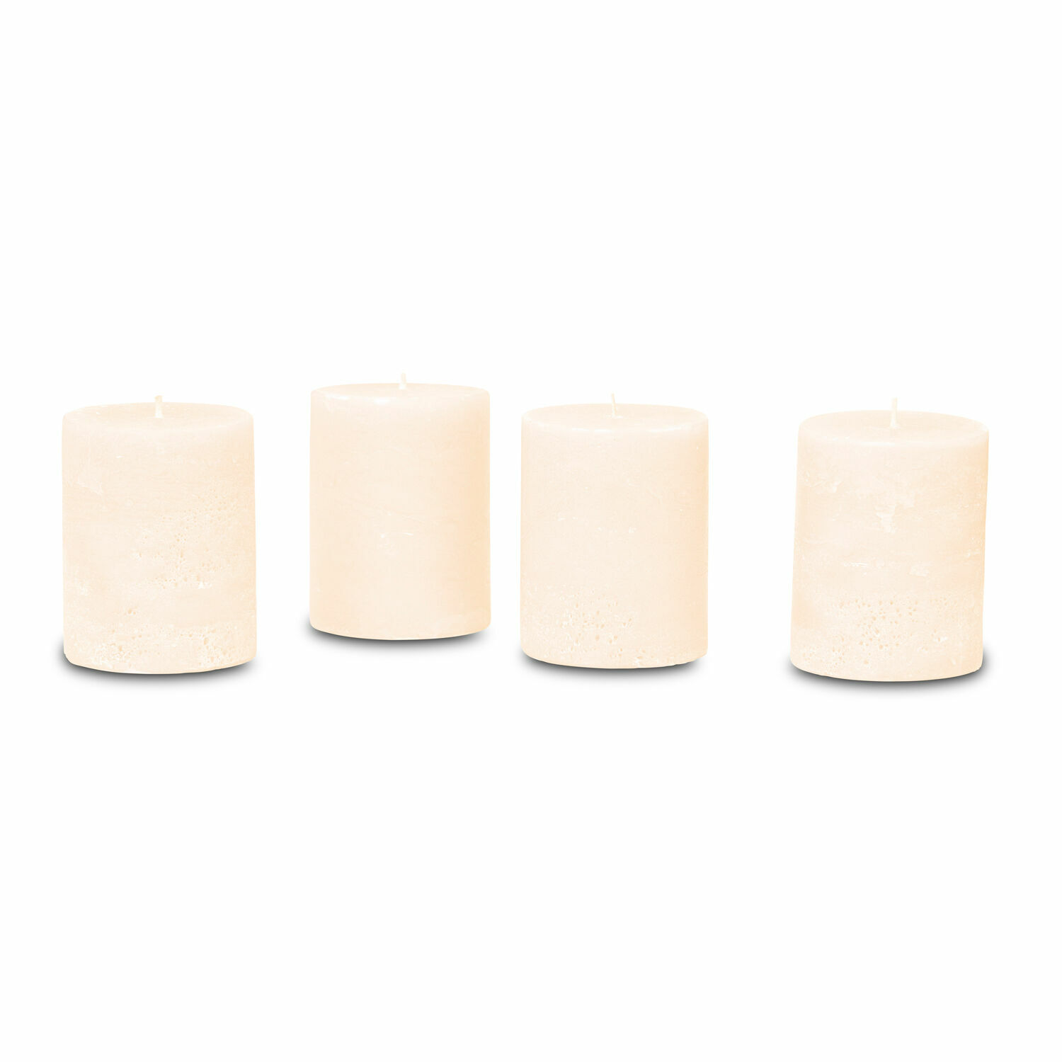 crème Set van 4 crèmekleurige cilindervormige kaarsen van was voor interieurdecoratie