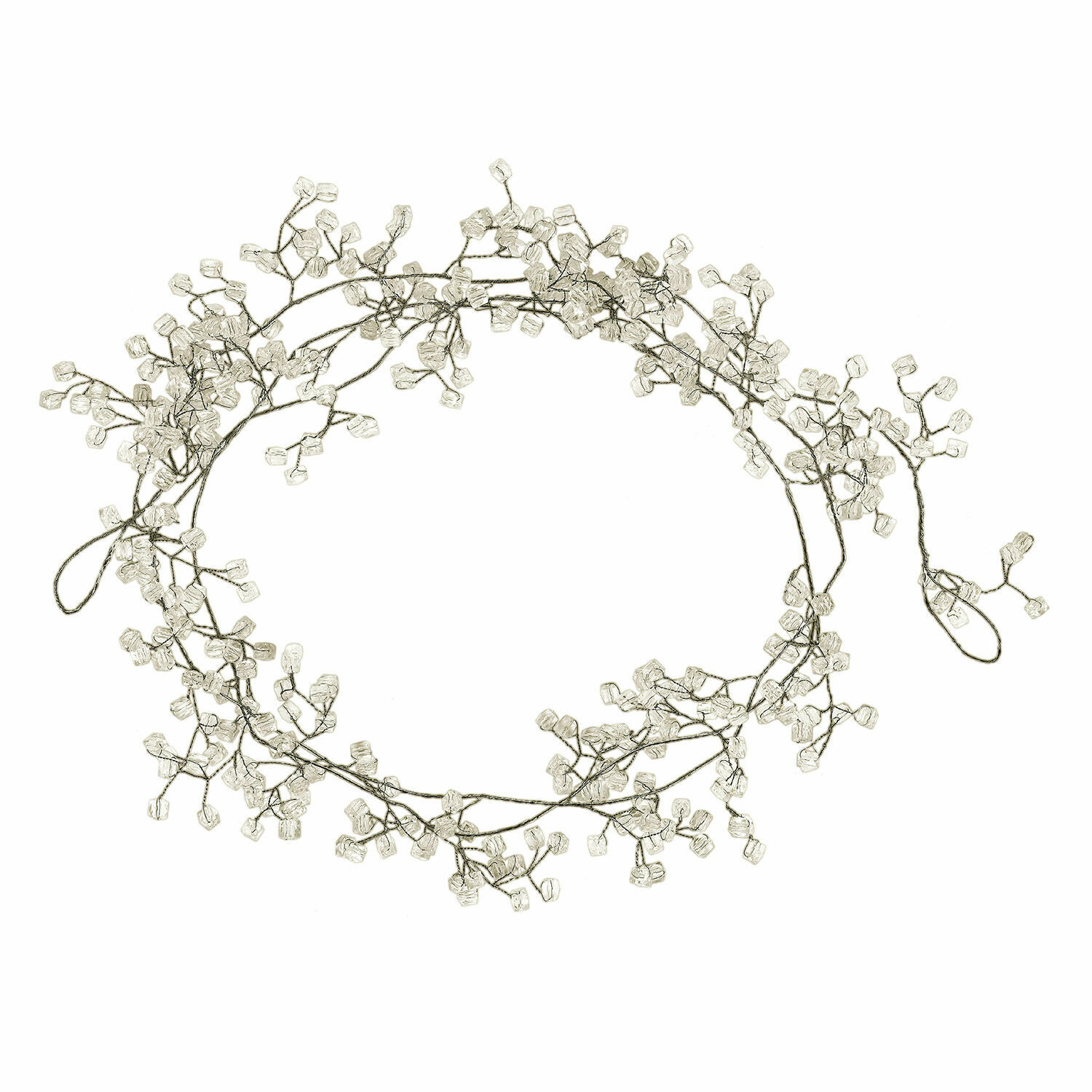 Guirlande Claix Fijne lichtslinger met transparante kristallen lampjes op metalen draad, LED-decoratie voor sfeer.