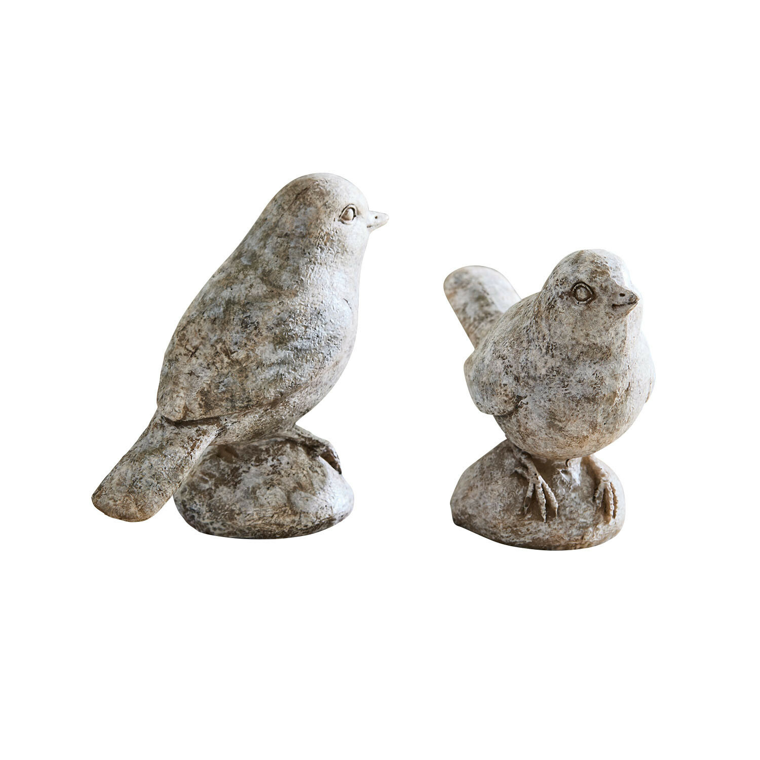 Decoratieve vogel set van 2 Corviano Twee decoratieve vogelbeelden van grijs steen voor binnen- en buitendecoratie