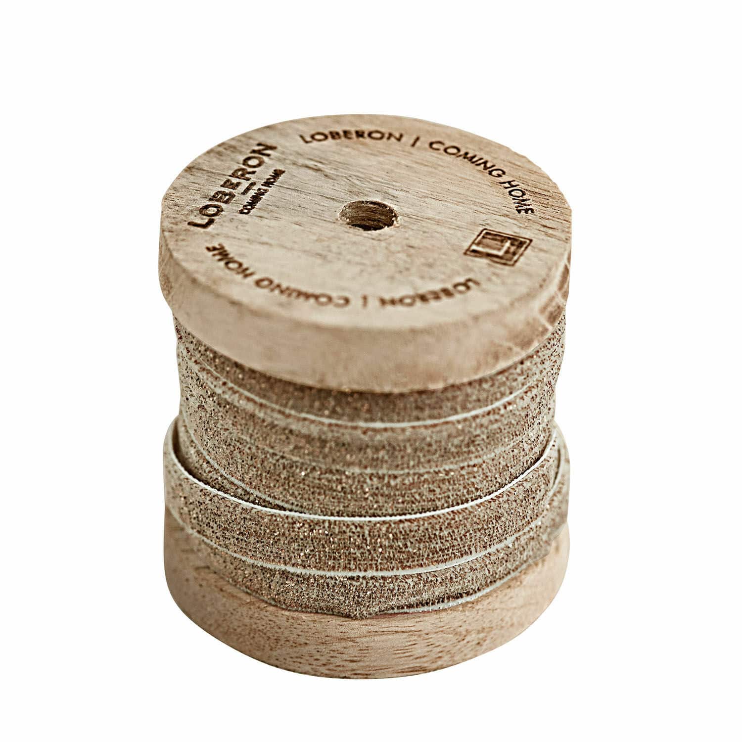 Fluwelen lint Ulvane Houten spoel met natuurlijke beige draad voor decoratie en knutselen