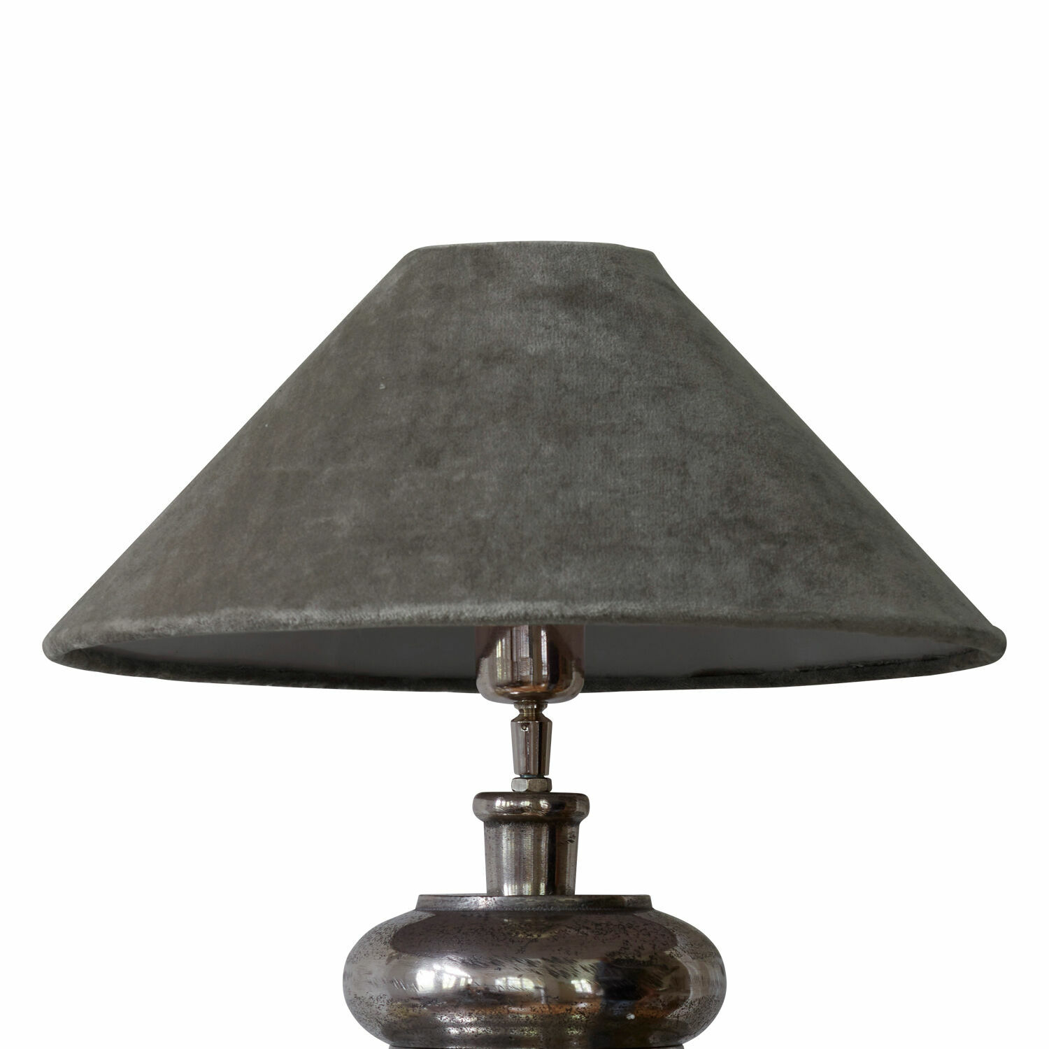 grijs Grijze lampenkap Emmera van zacht materiaal op metalen voet, moderne decoratieve lamp