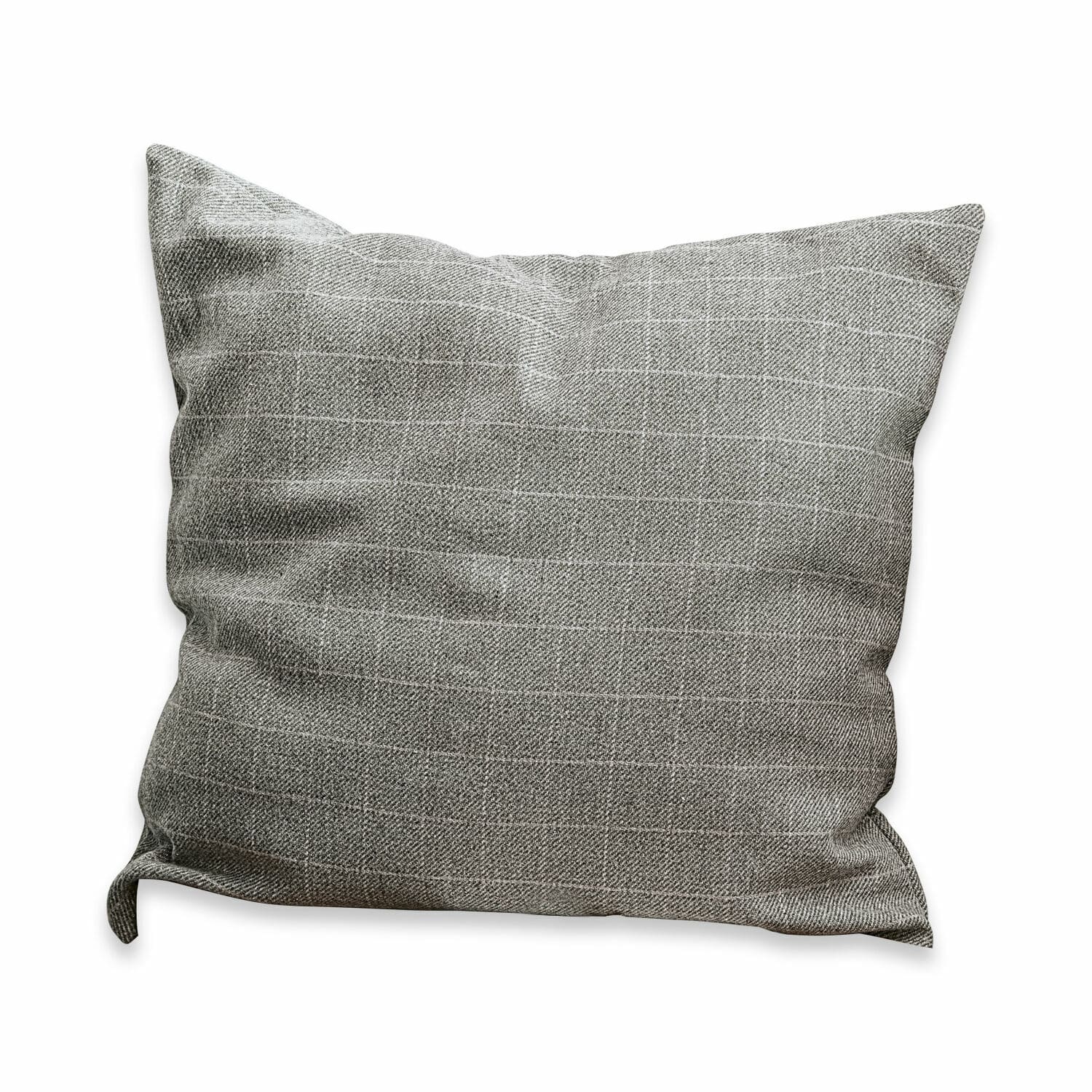 Grijs decoratief kussen van stof met subtiel ruitpatroon voor woonkamer en slaapkamer