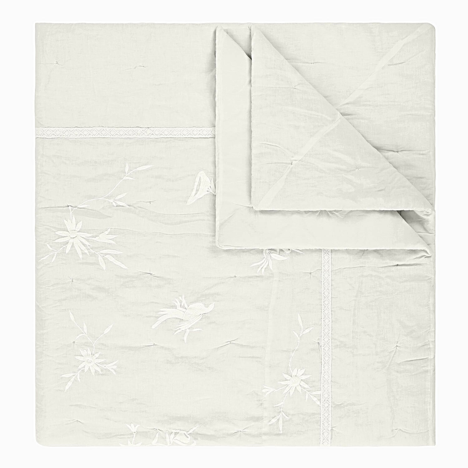Quilt Norwyn Fijne witte sprei met bloem- en vogelborduursel, zachte stof, slaapkamerdecoratie
