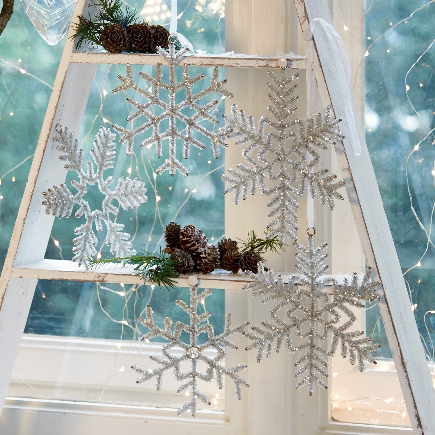 Kerstversiering set van 5 Snowflake