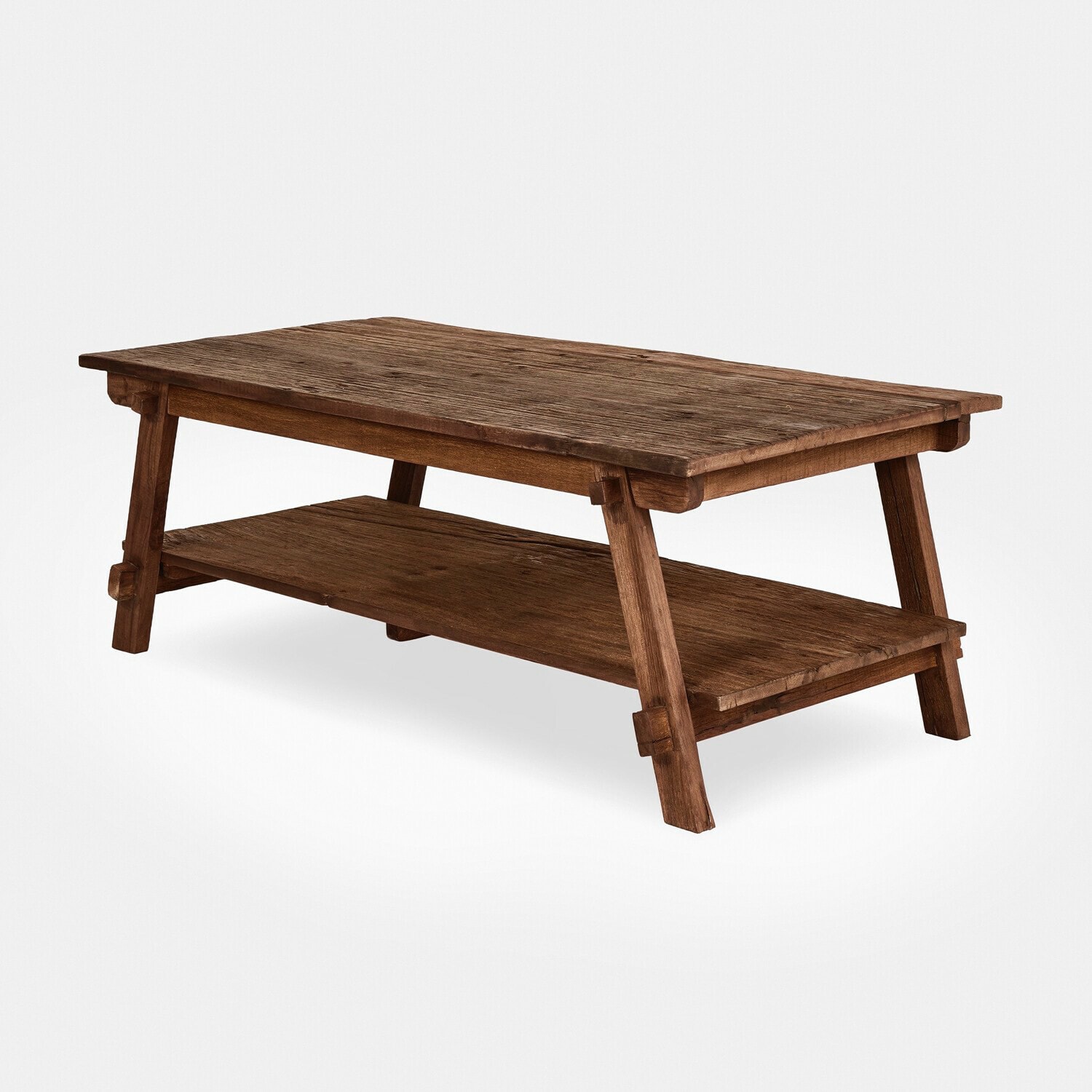 Salontafel Brévonne Bruine houten salontafel met onderplank, rustiek ontwerp voor gezellige woonkamer
