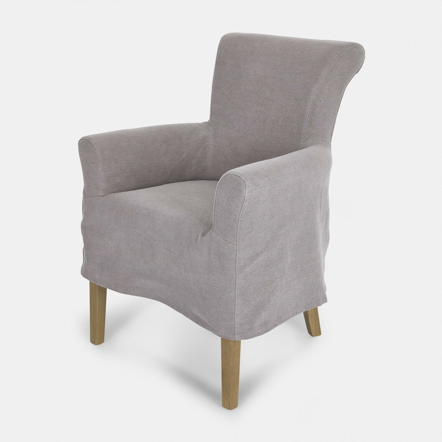Stoel Amherst Beige stoffen fauteuil met houten poten, comfortabele stoel voor woonkamer of kantoor