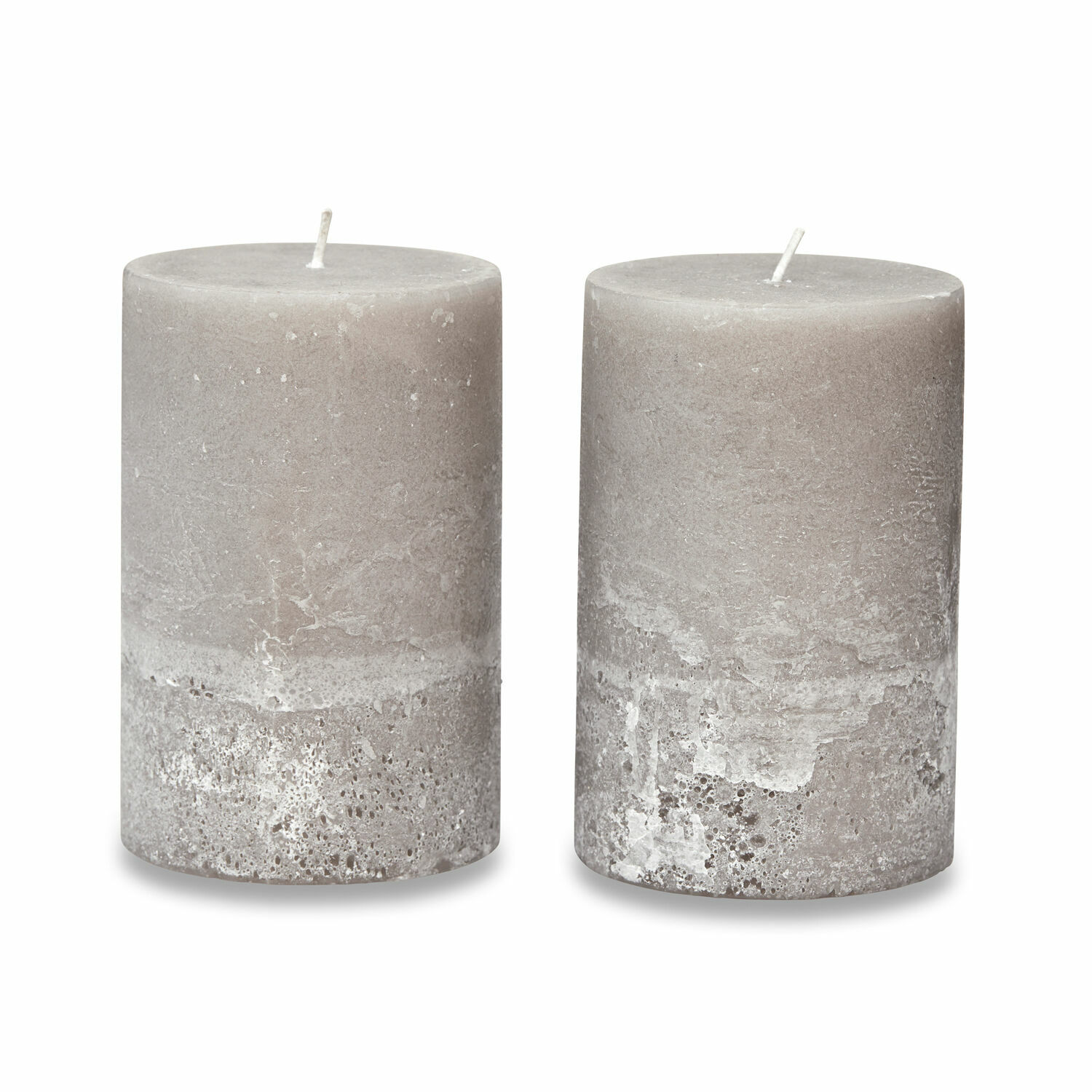 Kaars set van 2 Oviedo Set van twee grijze kaarsen met betonstructuur, decoratieve woonaccessoires, decoratiekaarsen