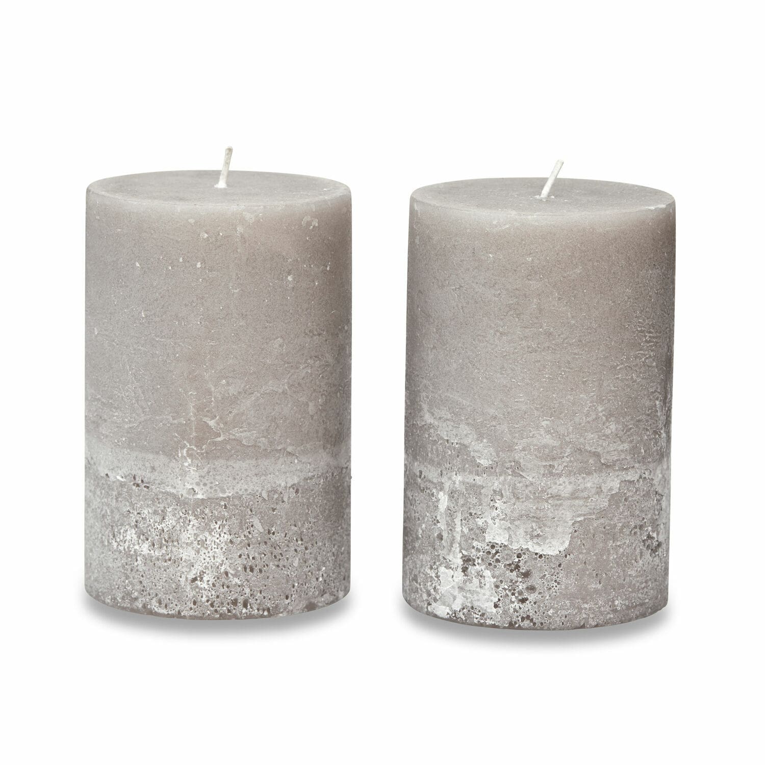 Kaars set van 2 Oviedo Set van twee grijze kaarsen met betonstructuur, decoratieve woonaccessoires, decoratiekaarsen
