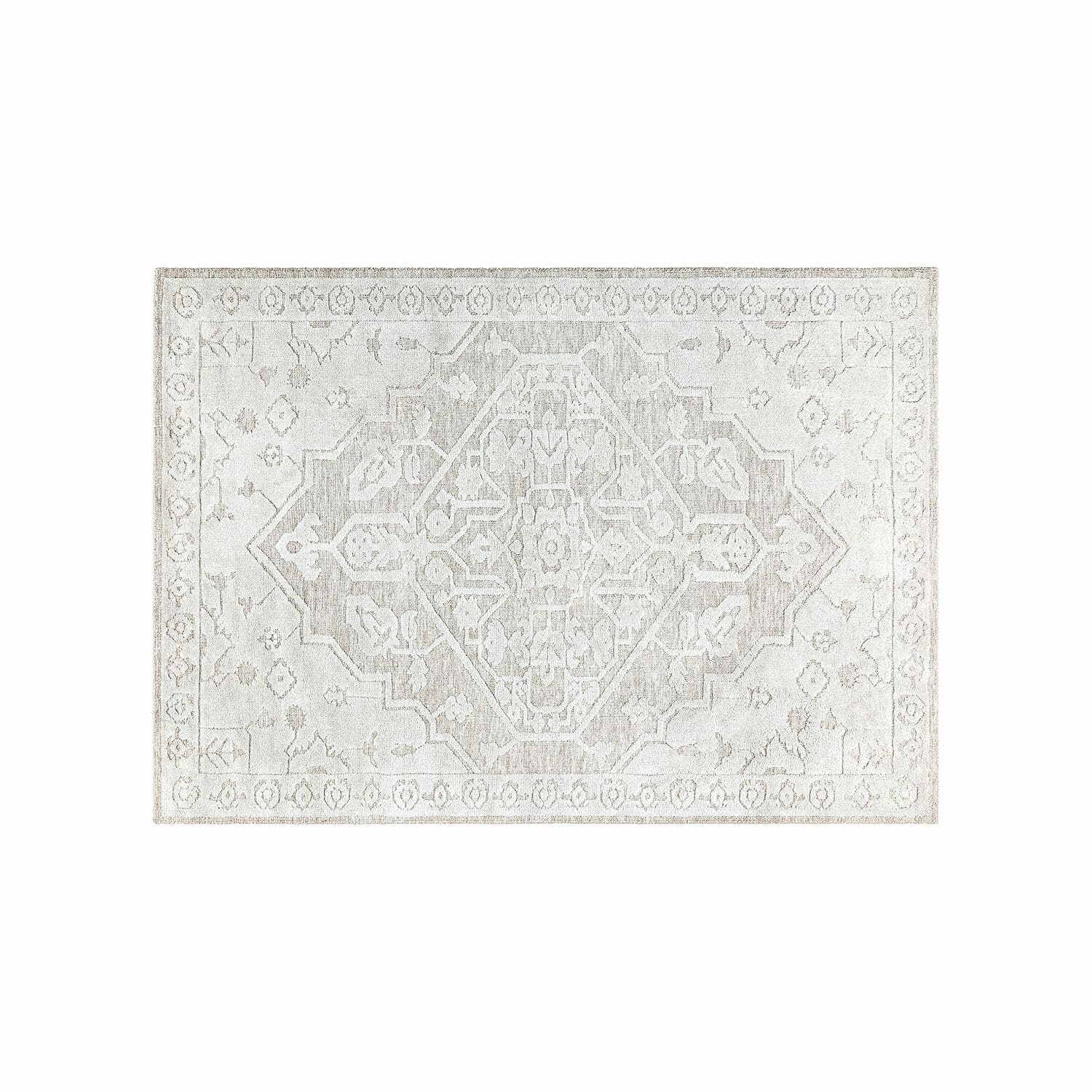 Vloerkleed Armidale Decoratief vloerkleed in lichte beige tinten met geometrisch patroon, zacht materiaal, vintage stijl