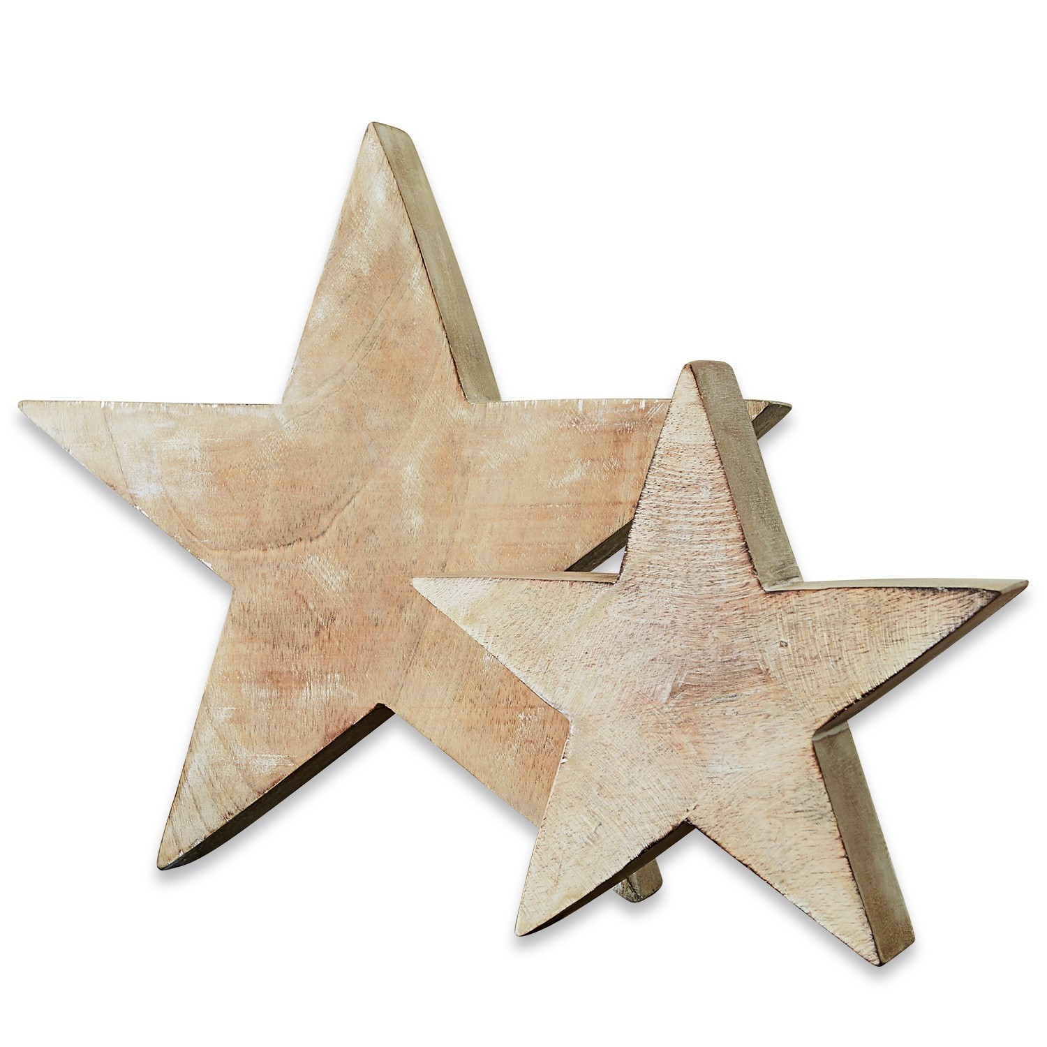 Ster set van 2 Dunino Decoratieve houten sterren in natuurlijke beige kleur voor interieur- en kerstdecoratie