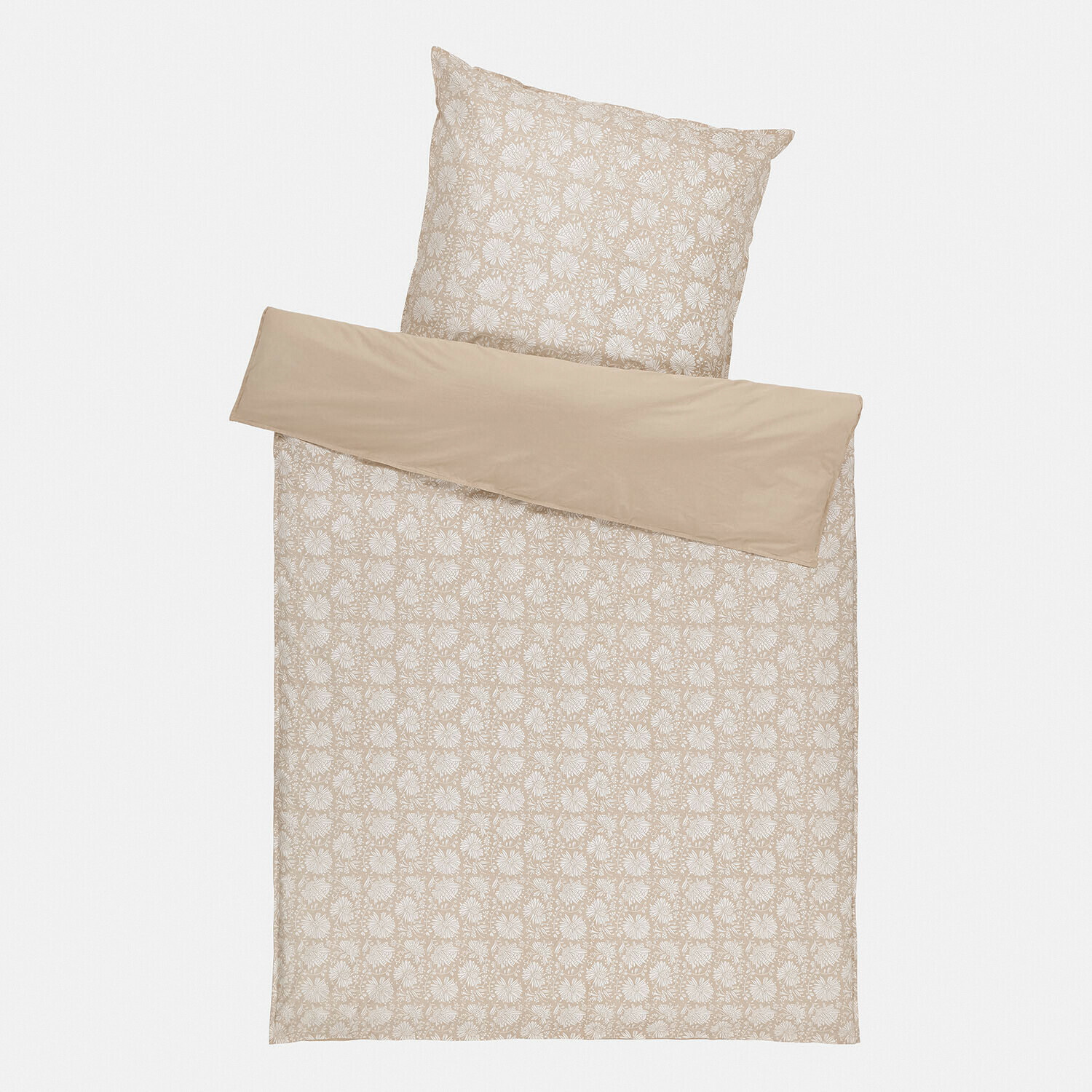 bruin/beige Beddengoed Jouvenay in bruin-beige met bloemmotief, zachte en comfortabele stof