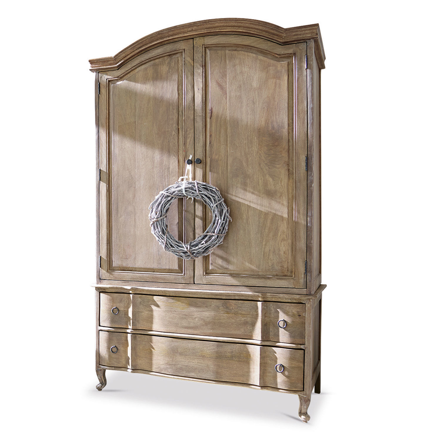 Kast Richert Houten kast in natuurlijke houtkleur met twee deuren en twee laden voor opbergruimte