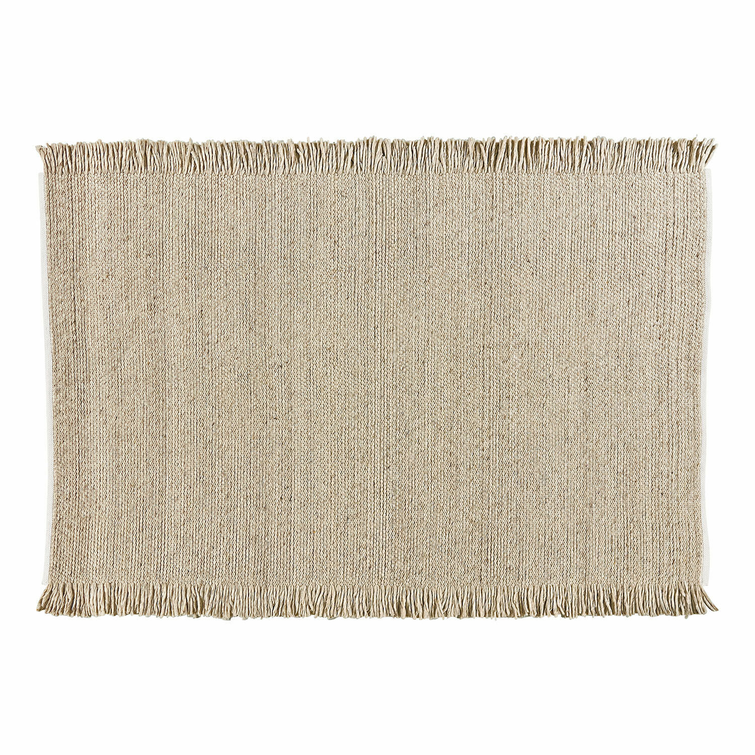 Vloerkleed Levraut Beige vloerkleed met franjes van natuurlijk materiaal, geschikt voor moderne interieurs