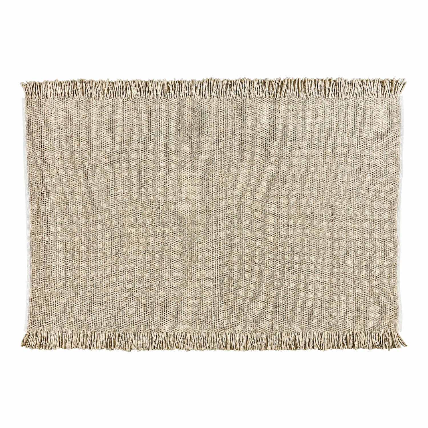 Vloerkleed Levraut Beige vloerkleed met franjes van natuurlijk materiaal, geschikt voor moderne interieurs