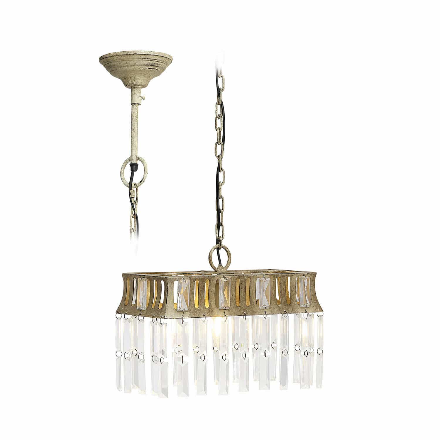 Hanglamp Ocean Hanglamp van metaal in oudgouden kleur met transparante kristallen hangers, decoratieve plafondlamp