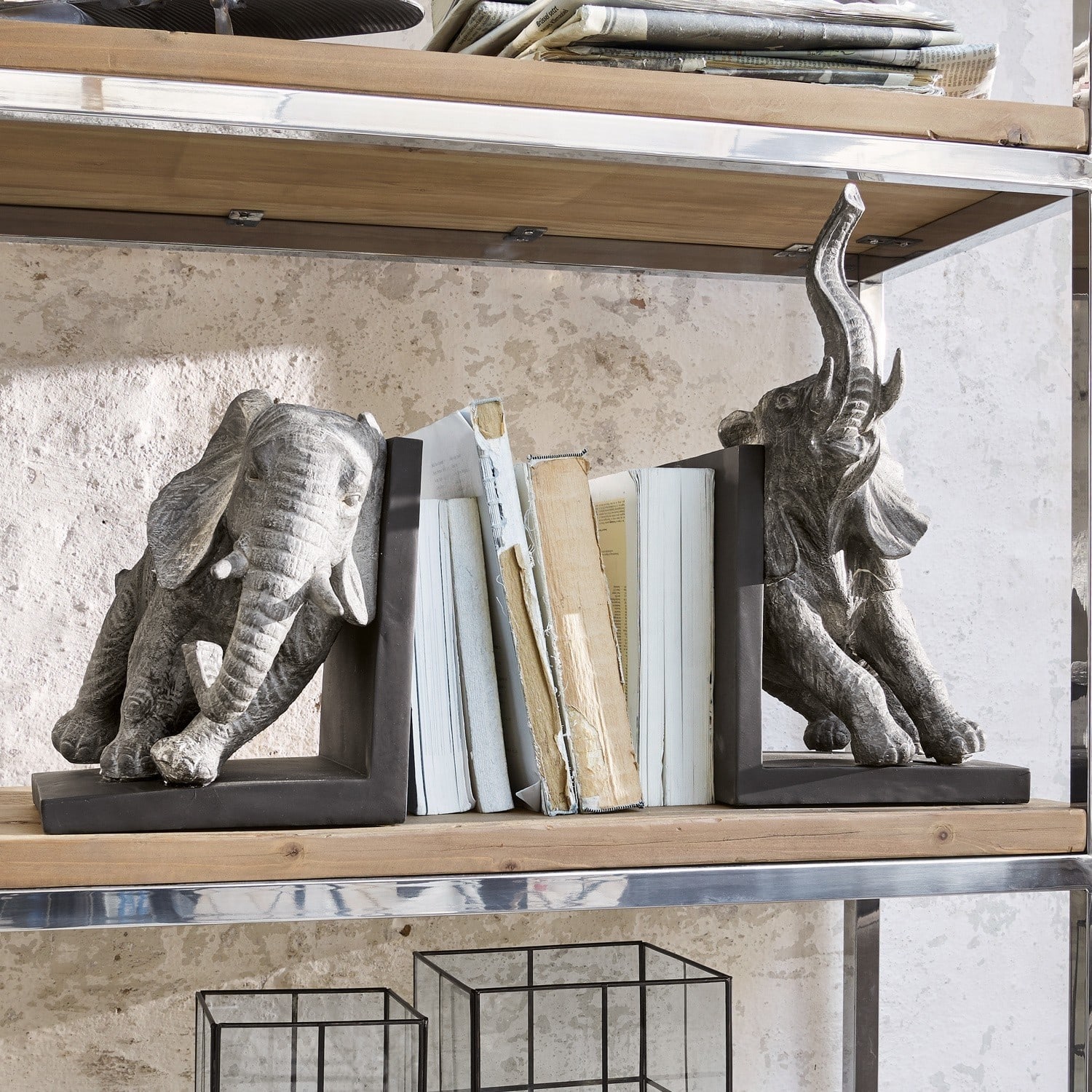 Boekensteun set van 2 Elephants
