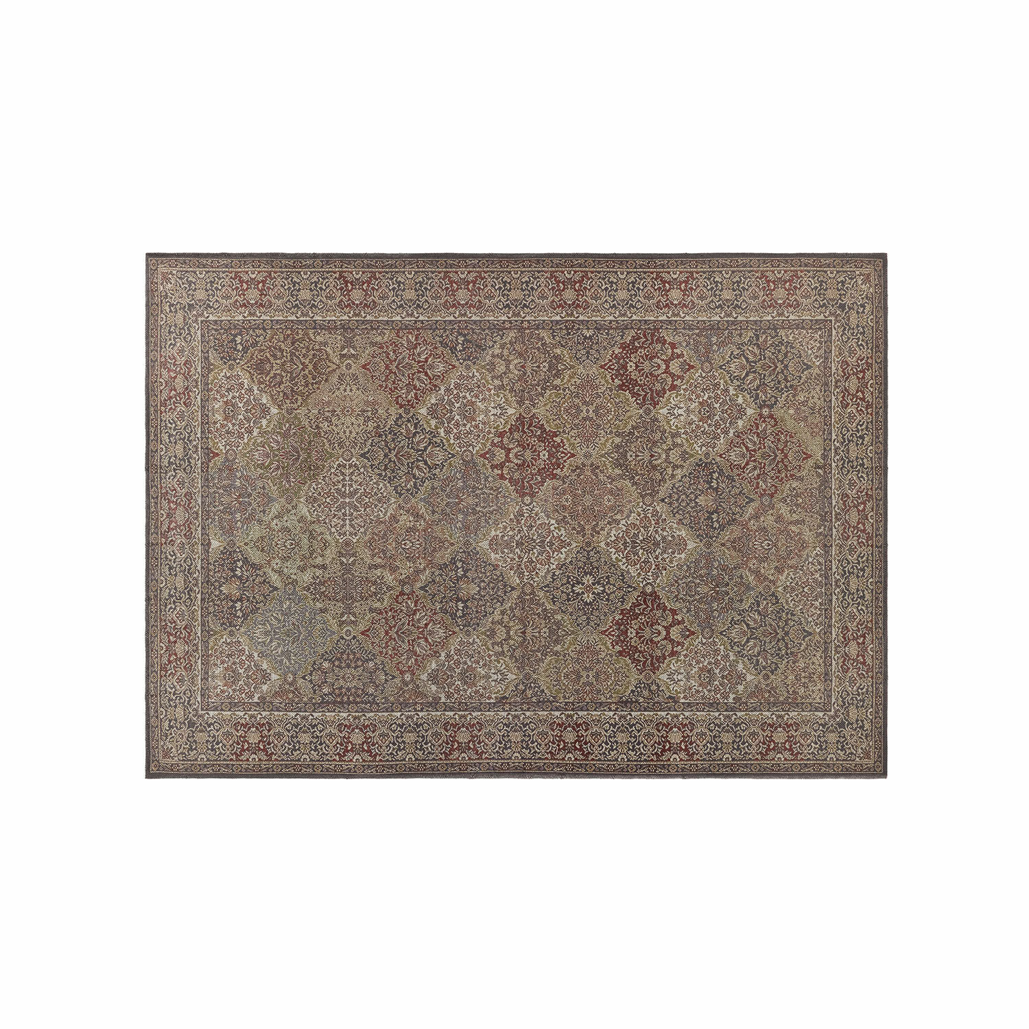 Vloerkleed voor binnen en buiten Malhira Patchwork vloerkleed in bruine en rode tinten, decoratief en stijlvol voor woonkamer