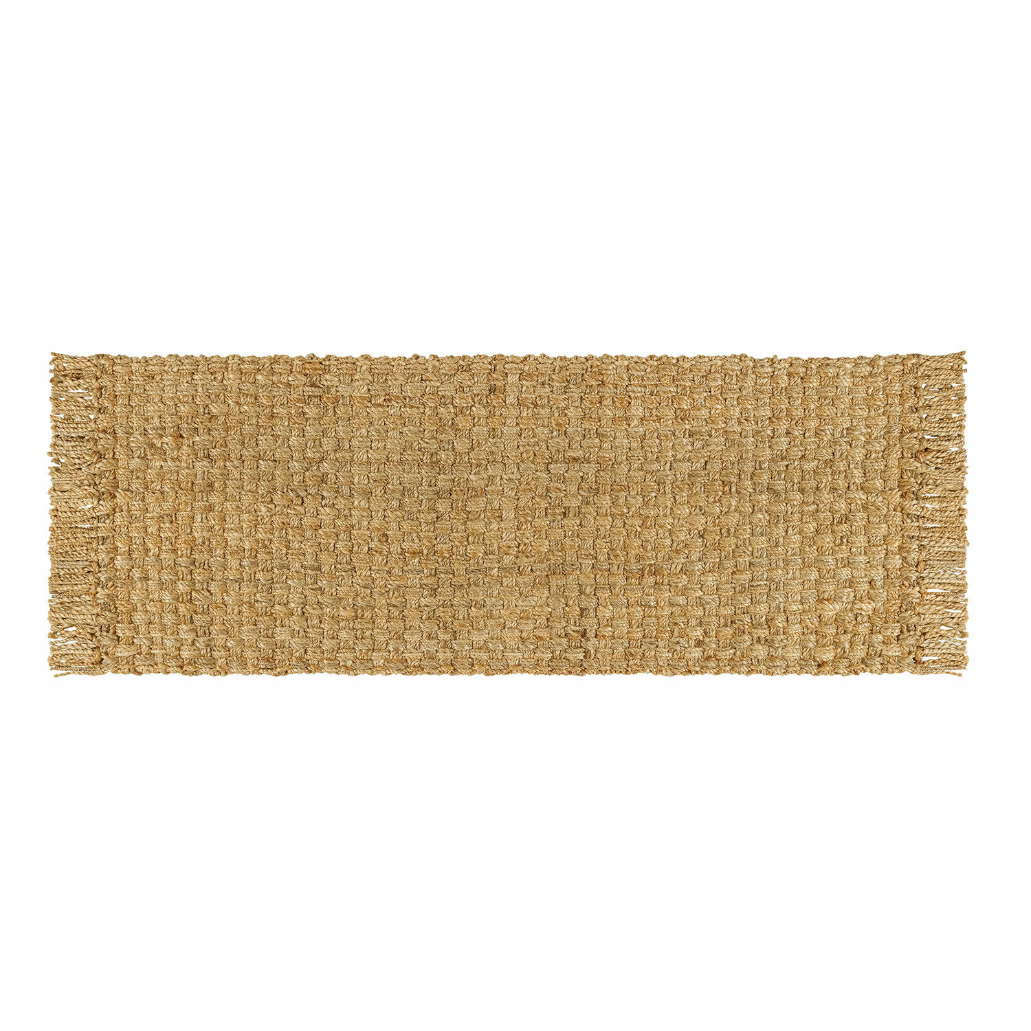 Loper Moody Rechthoekig jute vloerkleed in natuurlijke kleur met franjes, duurzaam en decoratief voor thuis