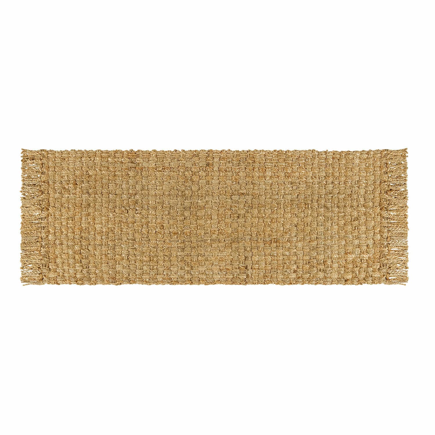 Loper Moody Rechthoekig jute vloerkleed in natuurlijke kleur met franjes, duurzaam en decoratief voor thuis