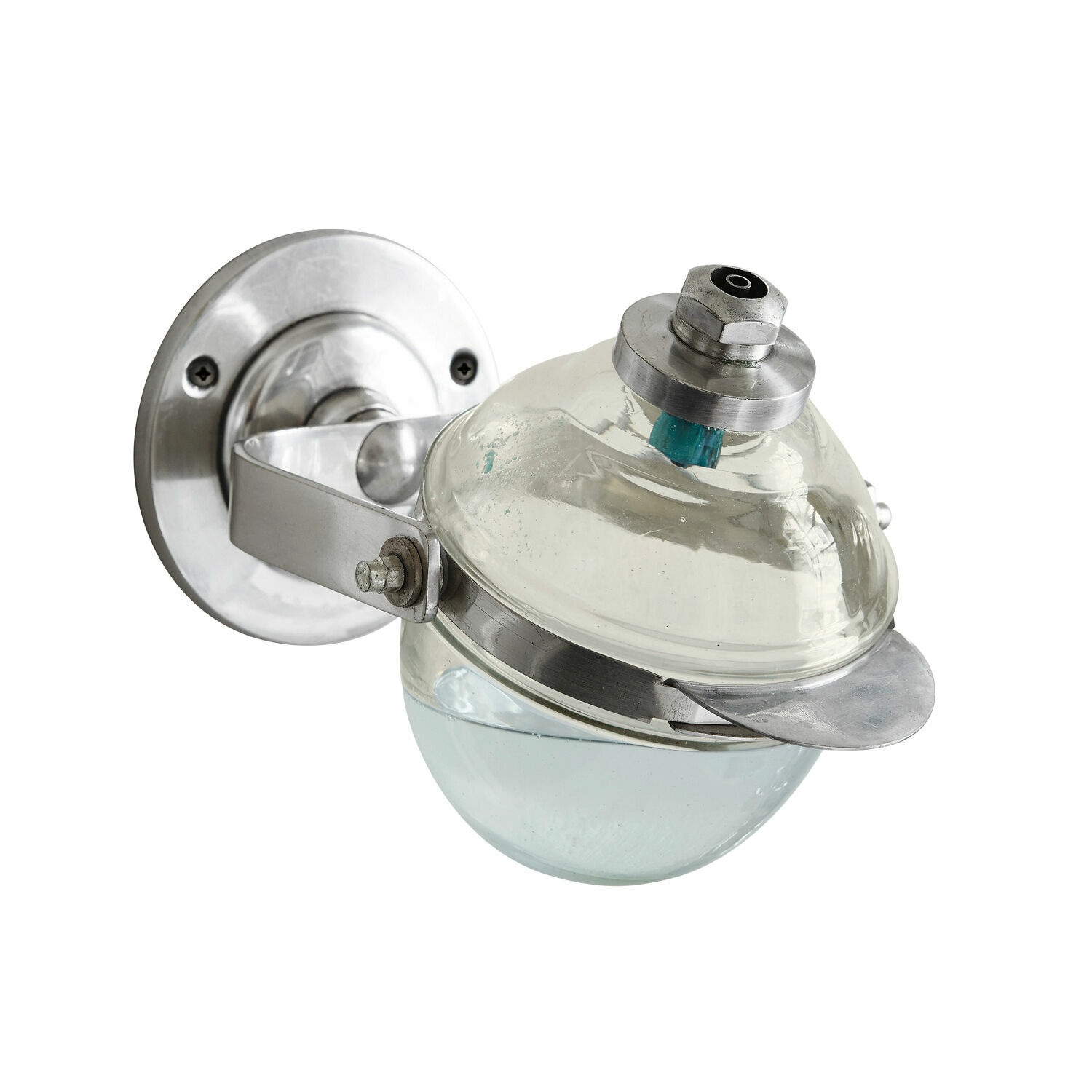zilverkleurig/helder Transparante Bailey zeepdispenser met zilveren metalen wandbeugel voor badkamer