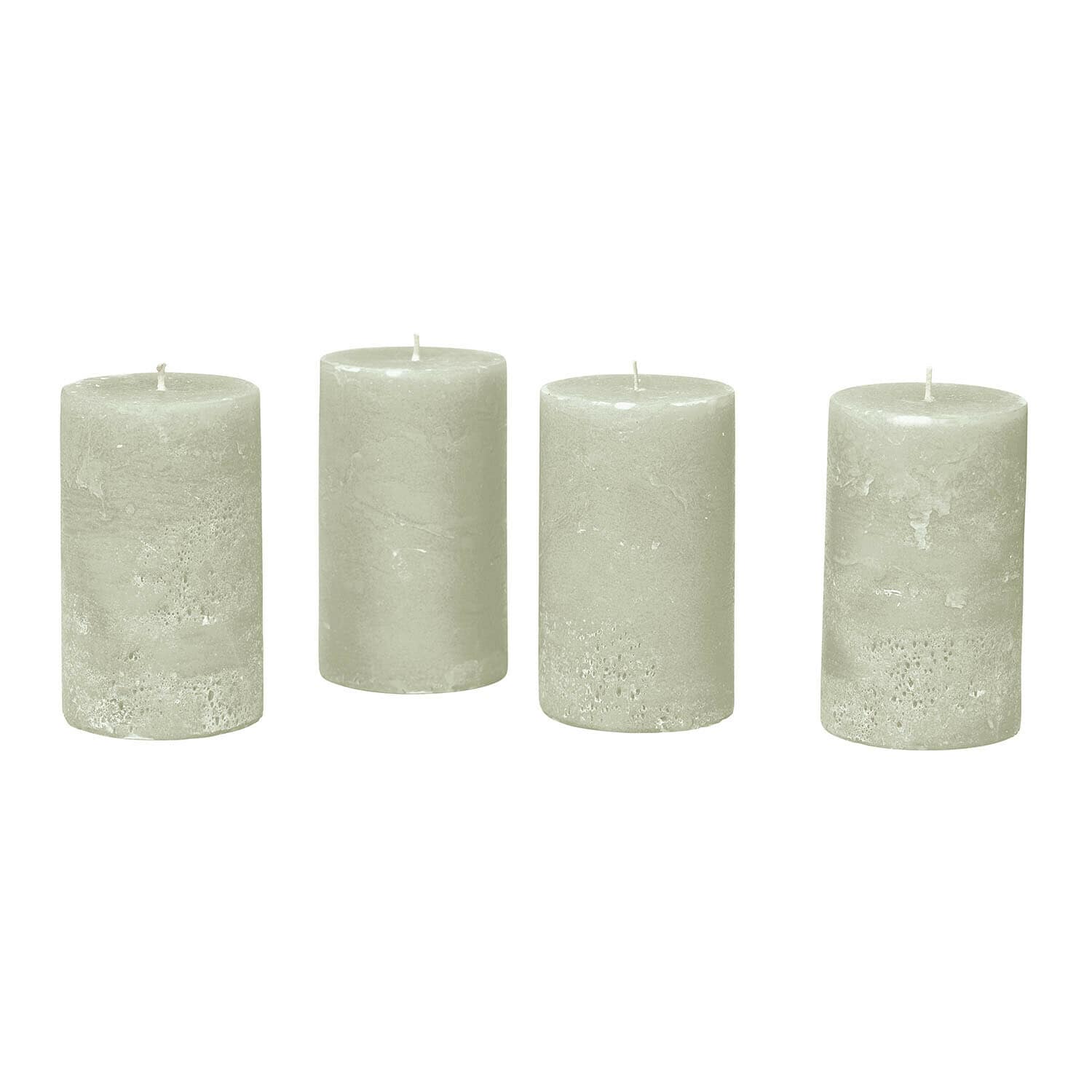 Kaars set van 4 Braga Set van vier grijze stompkaarsen met natuurlijke textuur, decoratie en ontspannende sfeer