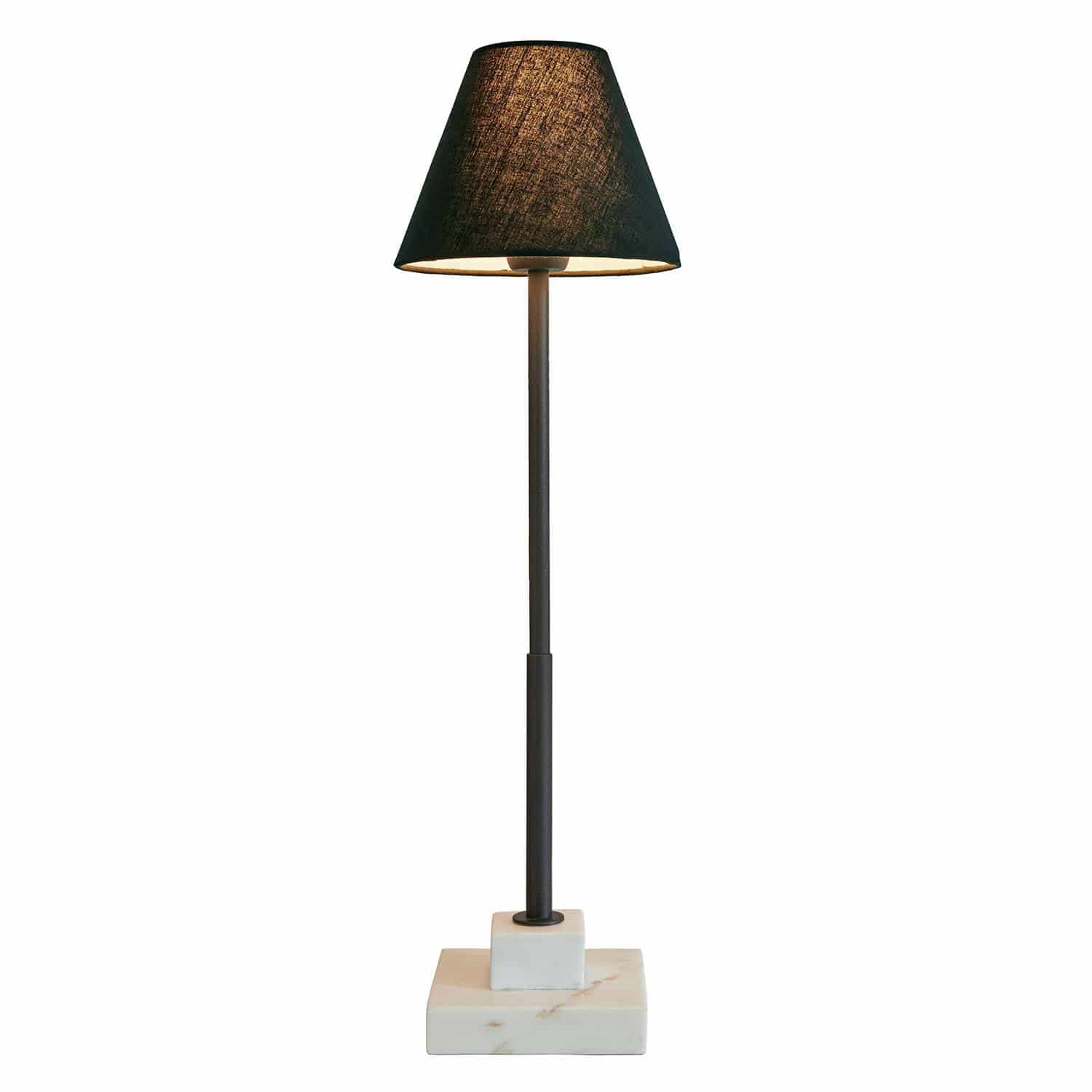 Tafellamp Orvienne Elegante tafellamp met zwarte kap en witte marmeren voet, modern verlichtingsontwerp