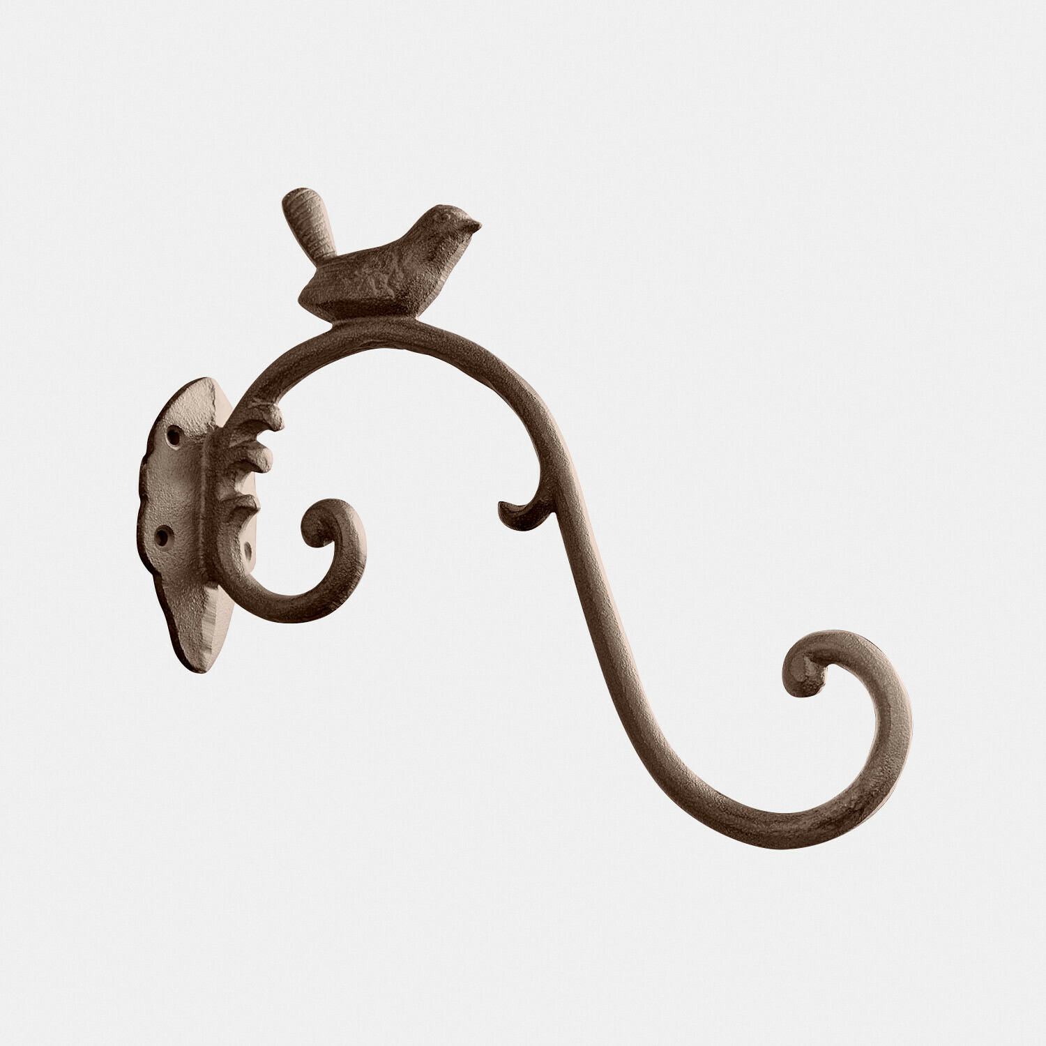 Wandhaak Grelonne Bruine metalen wandhaak met decoratieve vogel en gebogen arm om spullen aan te hangen