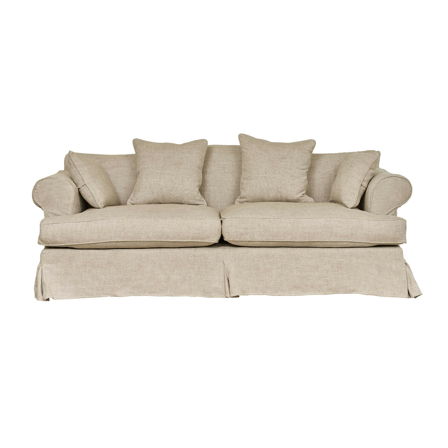 Beige stoffen Dawnhurst bank met kussens, comfortabele woonkamermeubel in modern design
