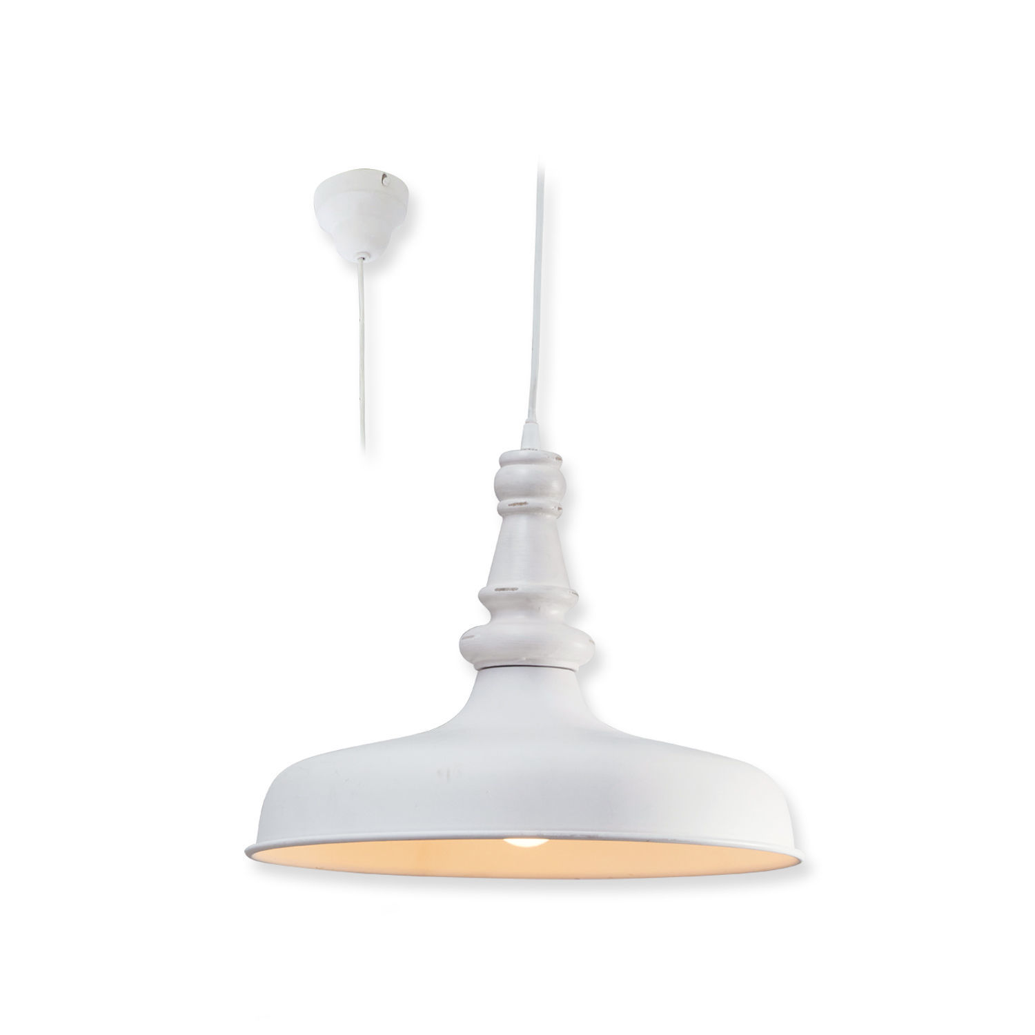antiekwit Hanglamp Camryn van metaal in antiek wit, stijlvolle plafondlamp voor woonkamers