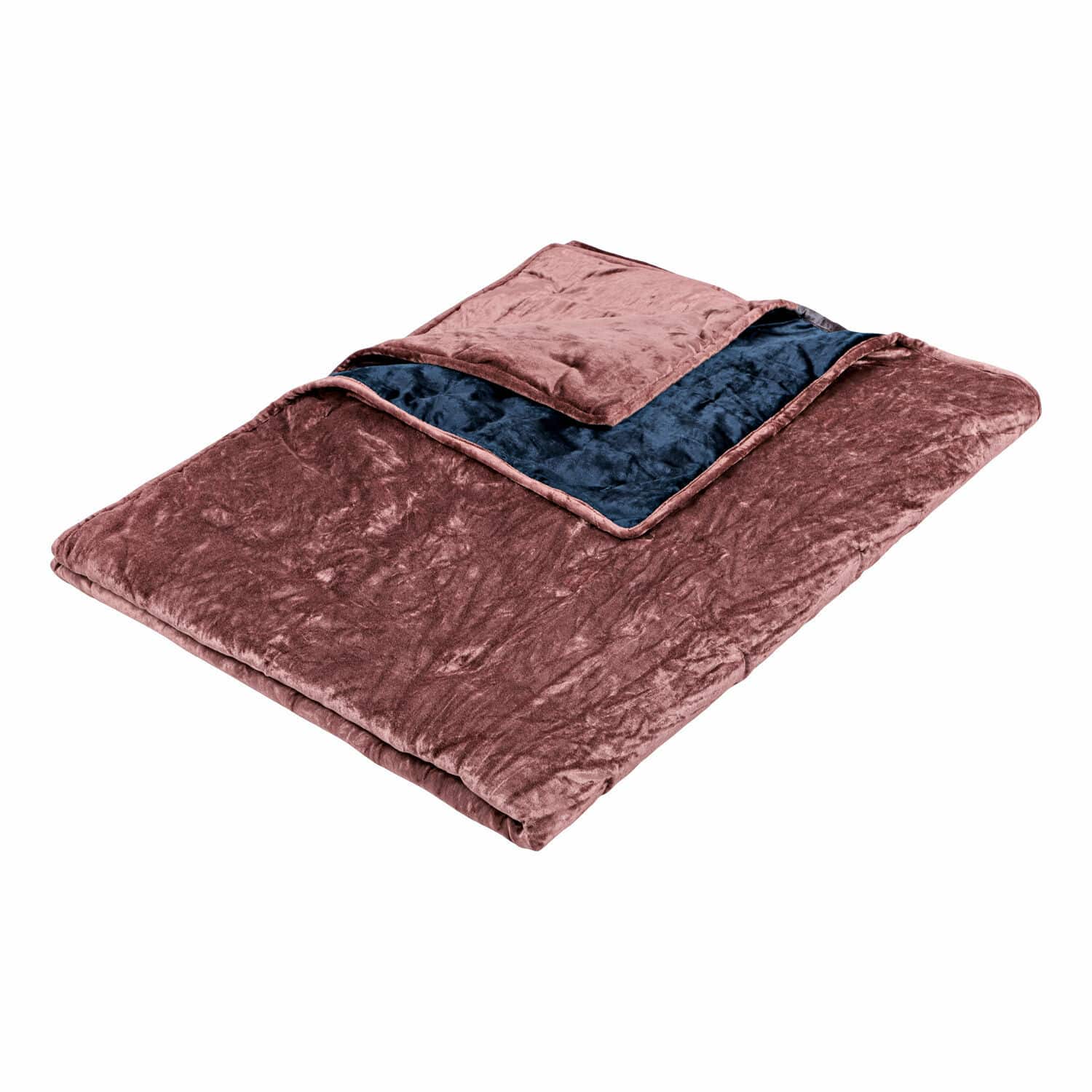 Zachte fluwelen deken in blauw en roze, ideaal voor een gezellige inrichting en decoratie.