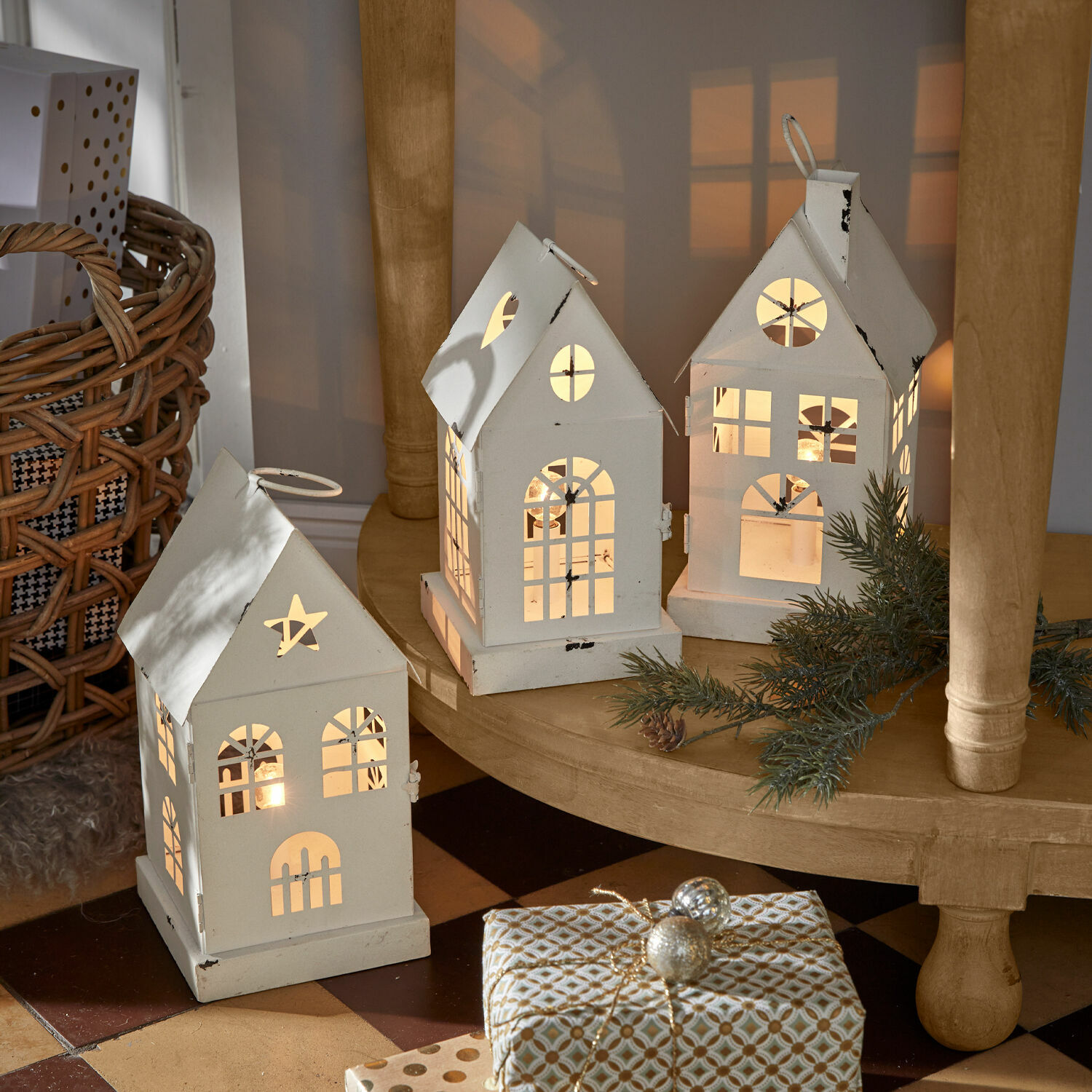 Ledlantaarn set van 3 Village