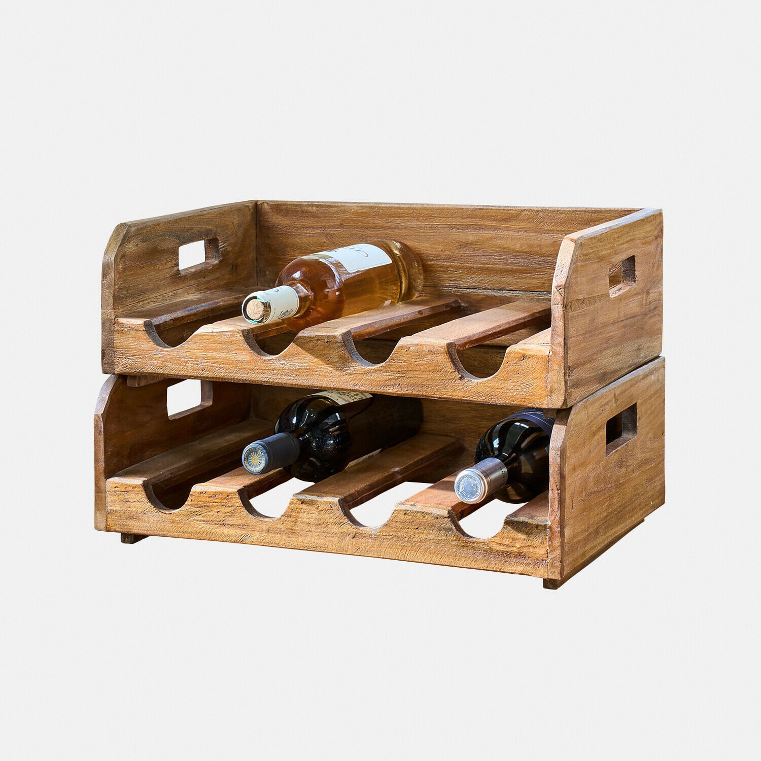 Flessenhouder set van 2 Crestwooden