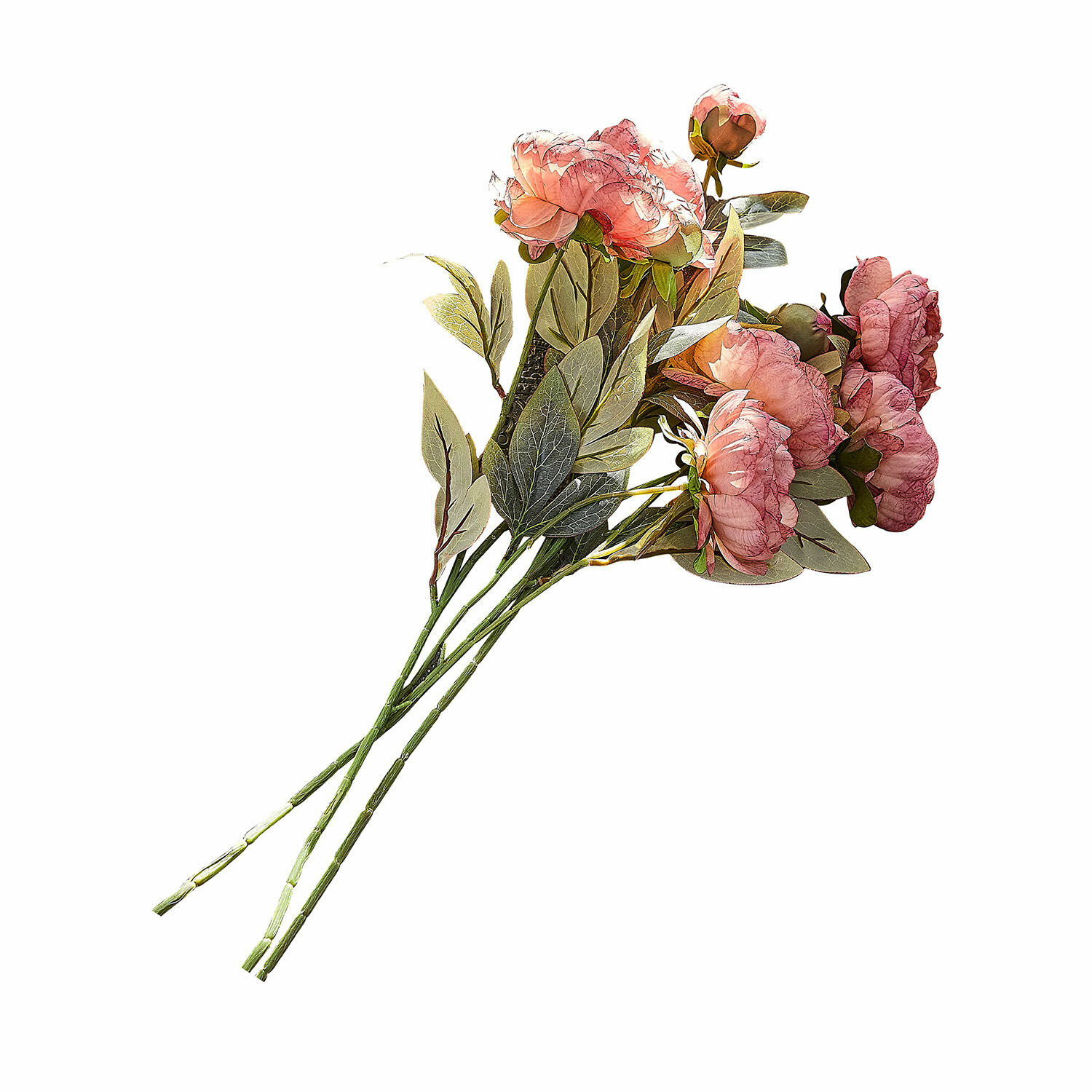 Sierbloem set van 3 Gilgandra Boeket roze kunstbloemen met groene bladeren voor interieurdecoratie